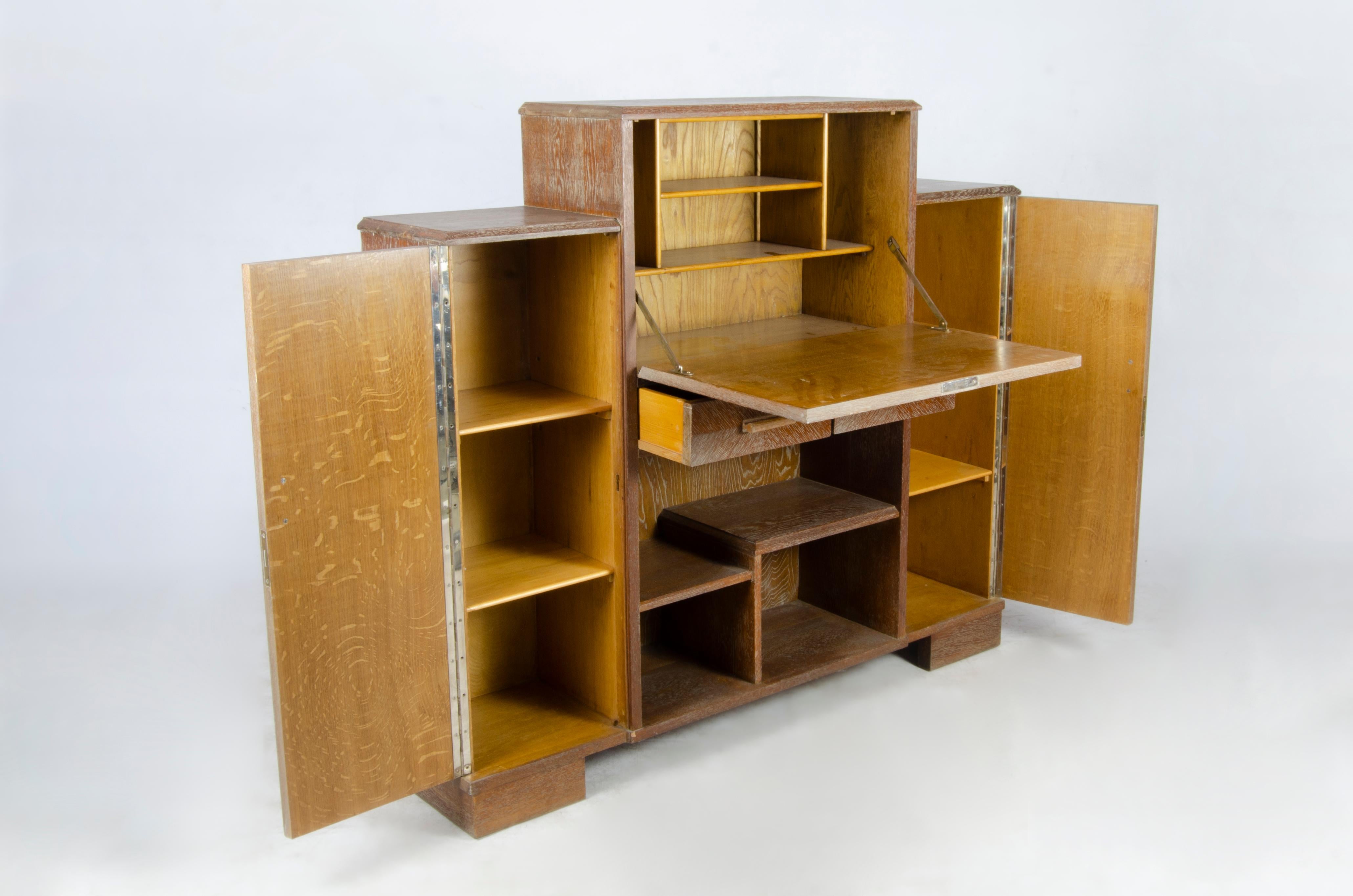 Secreter de madera chapada Art Déco de los años 30, estilo Jacques Adnet, Francia siglo XX en venta