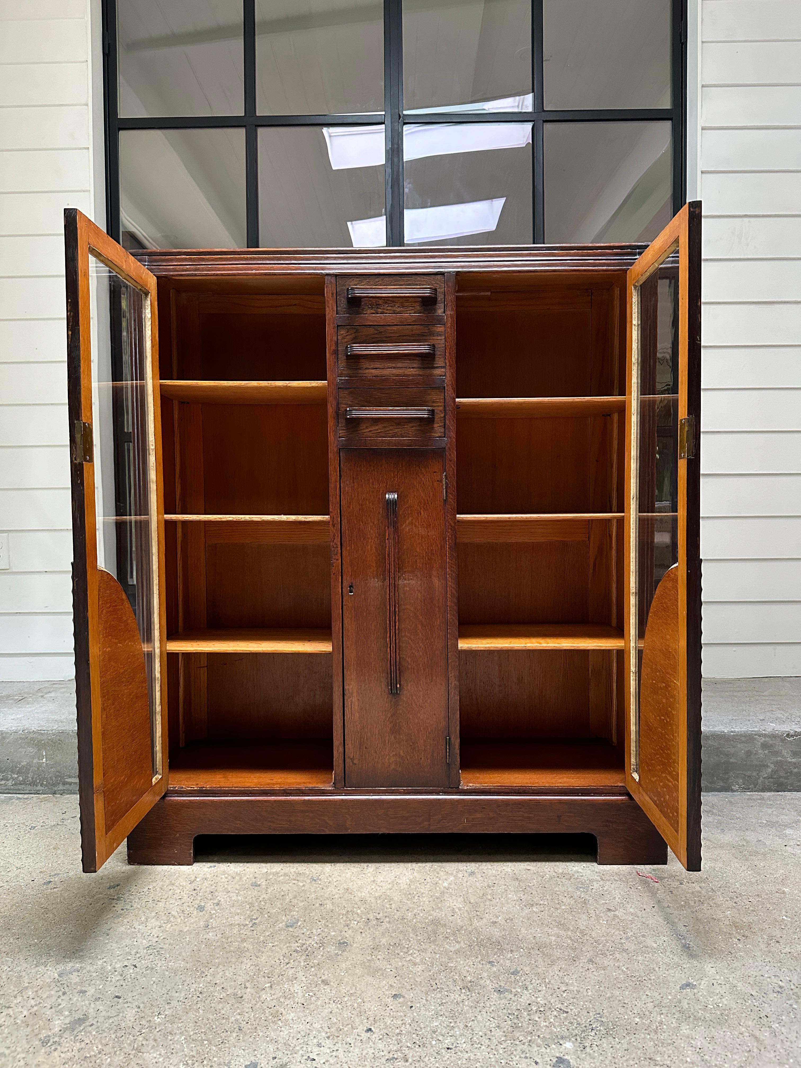 Glass 1930s art deco vitrine cabinet