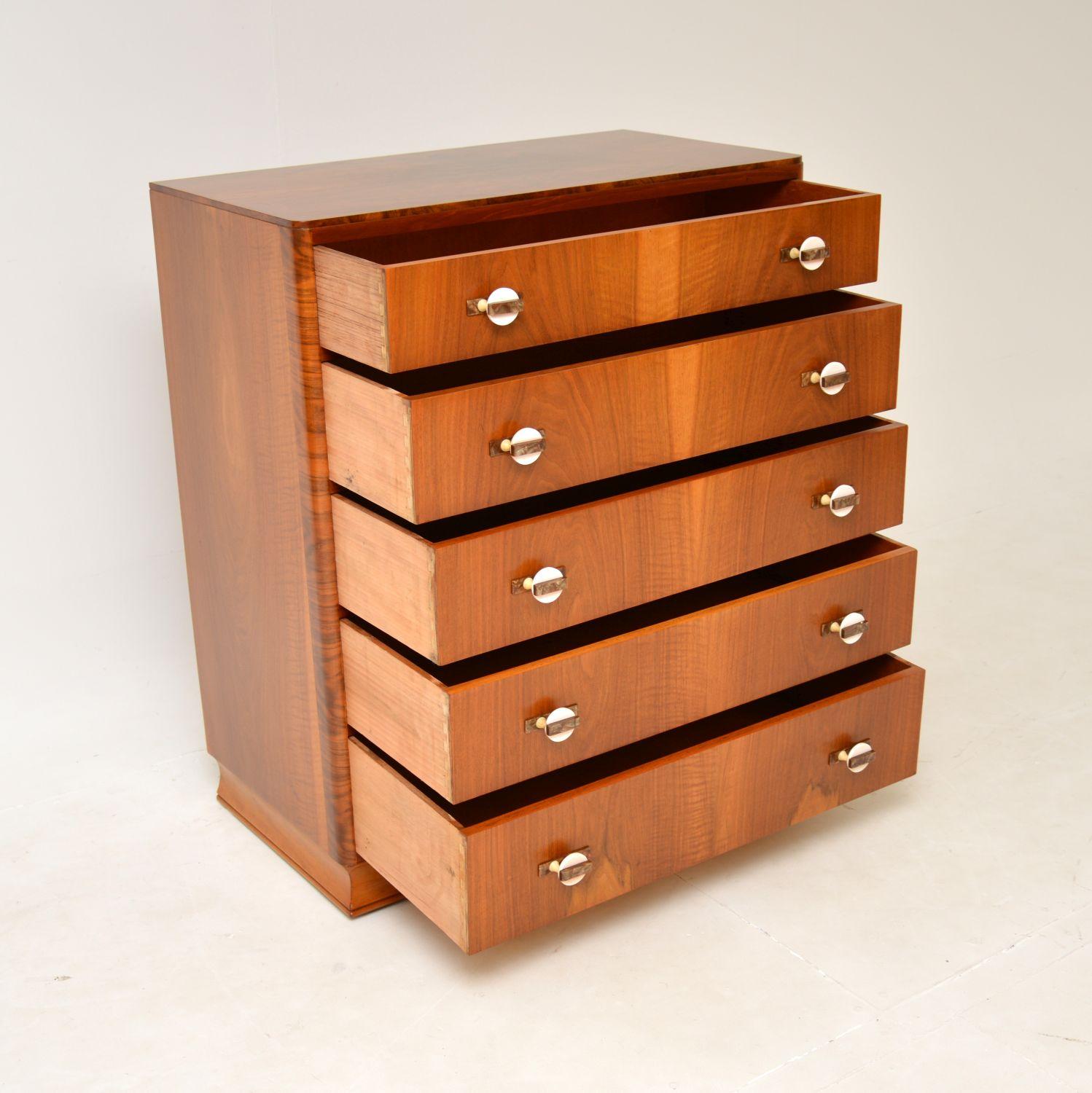 Mid-20th Century 1930's Art Deco Walnut Chest of Drawers