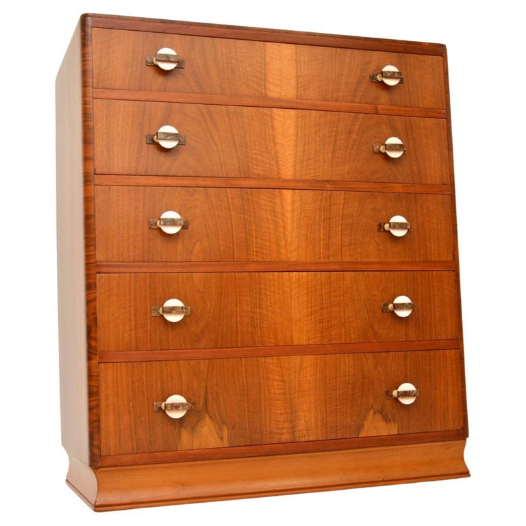 1930's Art Deco Walnut Chest of Drawers For Sale at 1stDibs