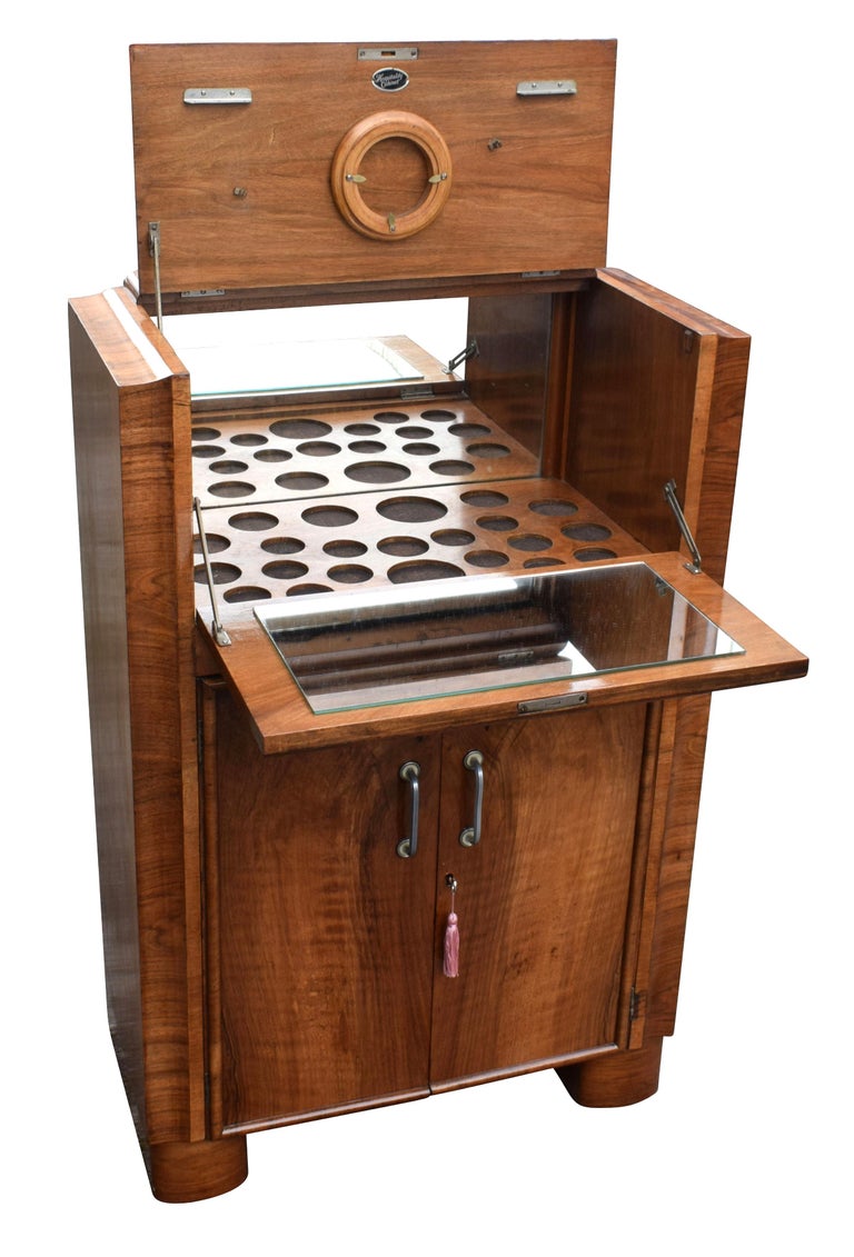 1930s Art Deco Walnut Cocktail Bar at 1stDibs
