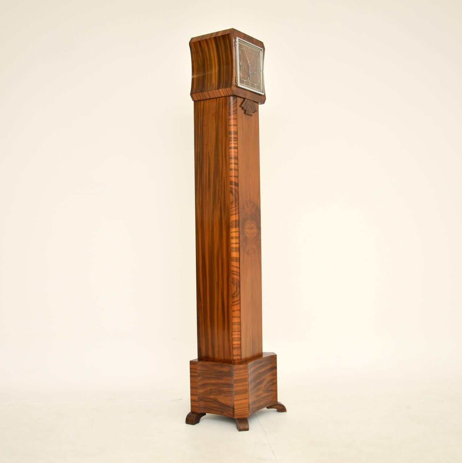 1930's Art Deco Walnut Long Case Grandmother Clock 3