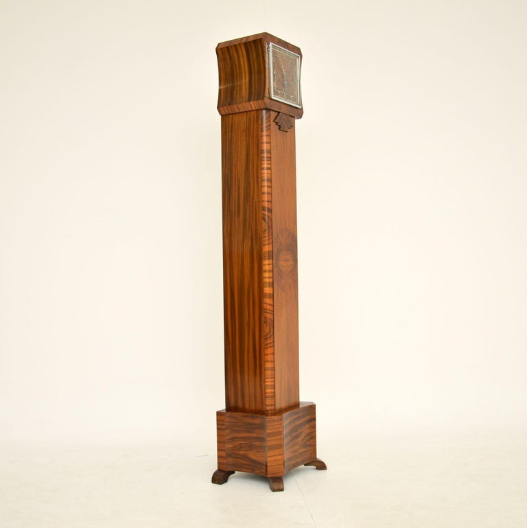 1930's Art Deco Walnut Long Case Grandmother Clock For Sale at 1stDibs