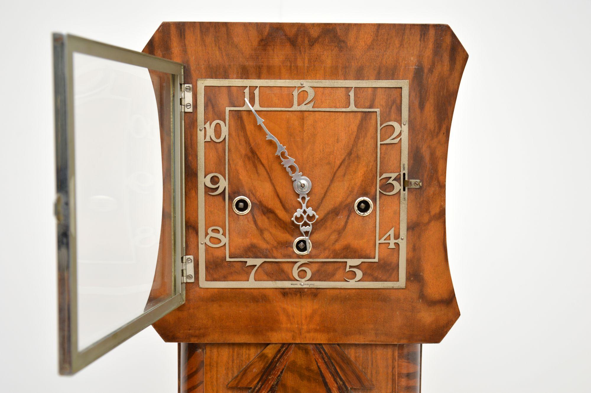 1930's Art Deco Walnut Long Case Grandmother Clock In Good Condition In London, GB