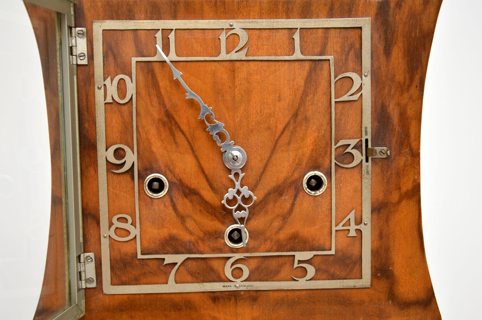 20th Century 1930's Art Deco Walnut Long Case Grandmother Clock