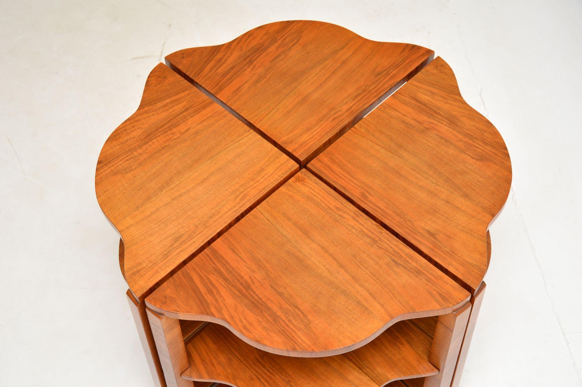 1930's Art Deco Walnut Nesting Coffee Table by Epstein In Good Condition In London, GB