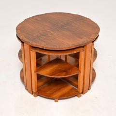 1930's Art Deco Walnut Nesting Coffee Table