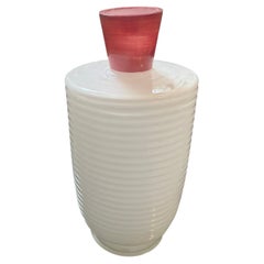 1930s Art Deco White and Pink Opaline Glass italian Vase