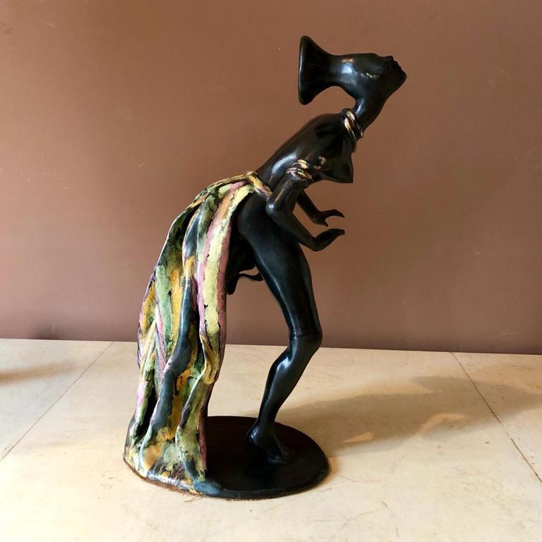 1930s Gorgeous Art Deco Woman Sculpture in Ceramic, Made in France.