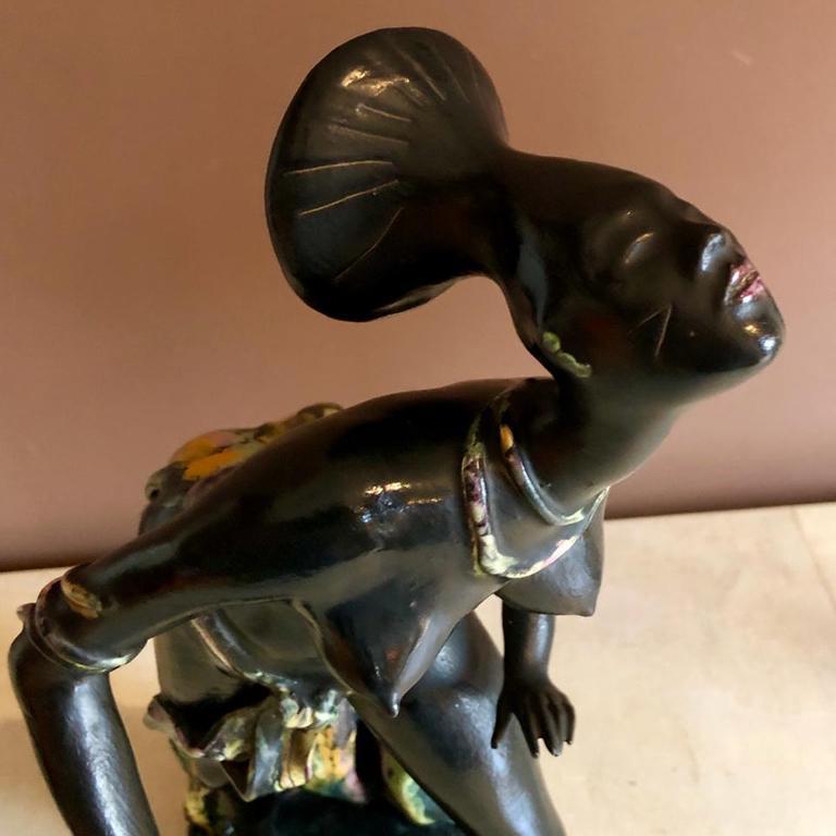 1930s Art Deco Woman Sculpture in Ceramic, Made in France For Sale 1