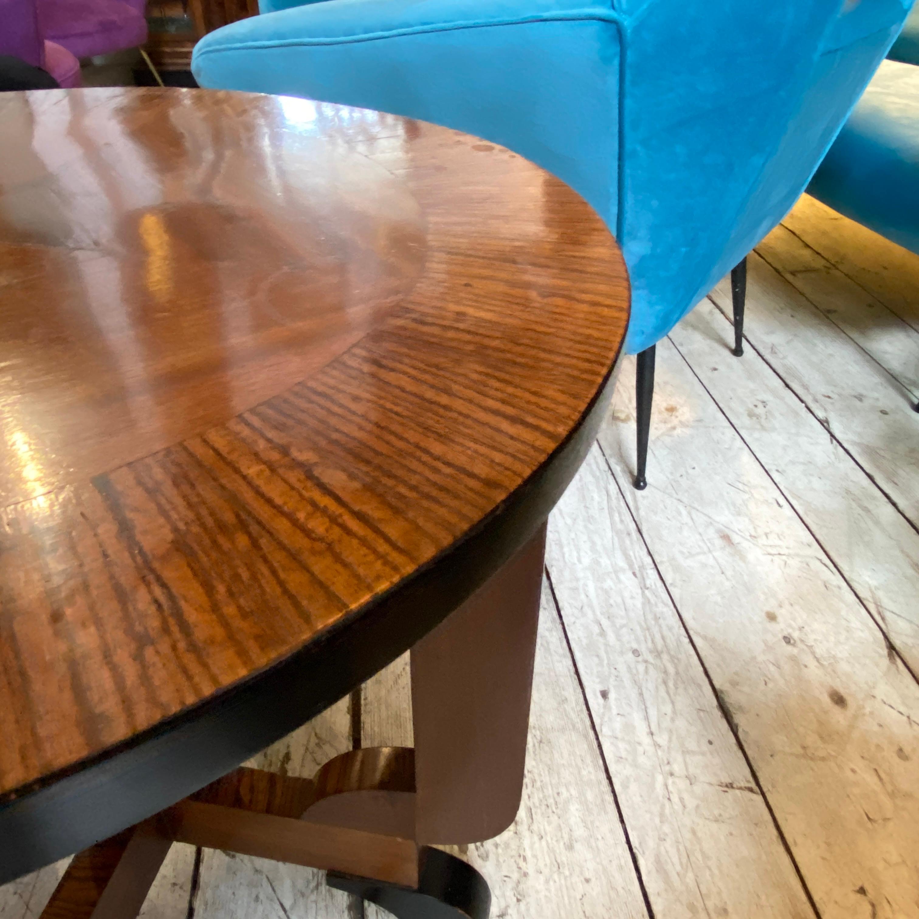 1930s Art Deco Wood Italian Round Side Table 4