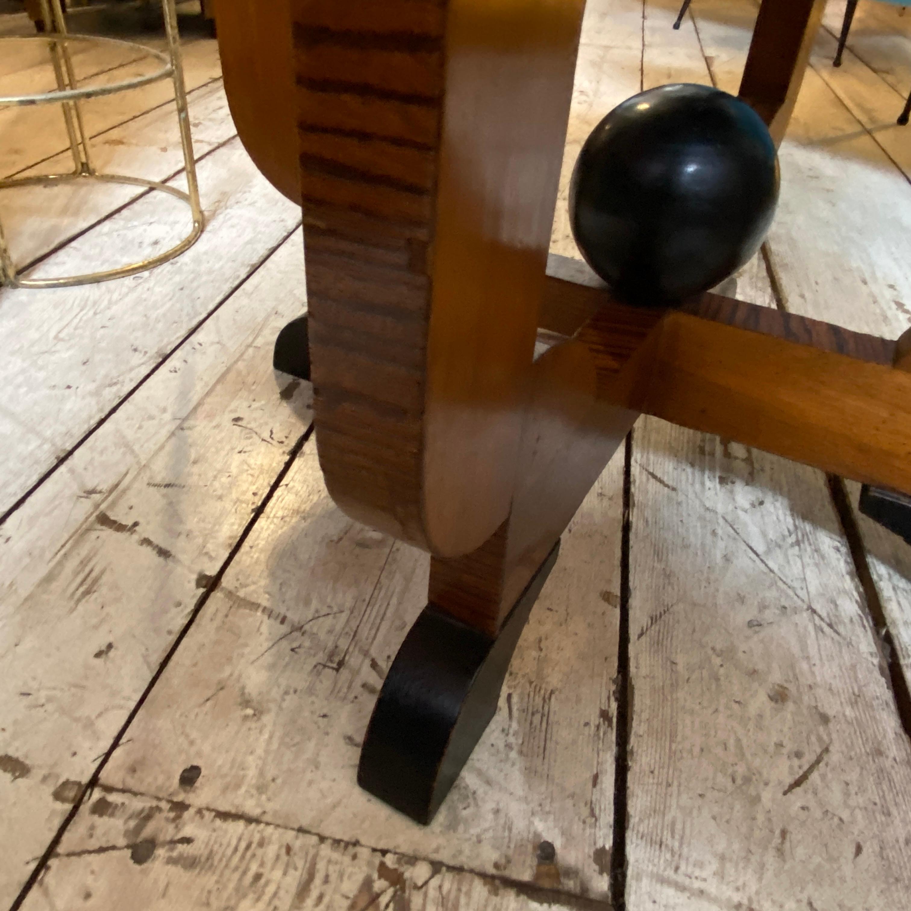 1930s Art Deco Wood Italian Round Side Table 2
