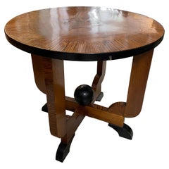 1930s Art Deco Wood Italian Round Side Table