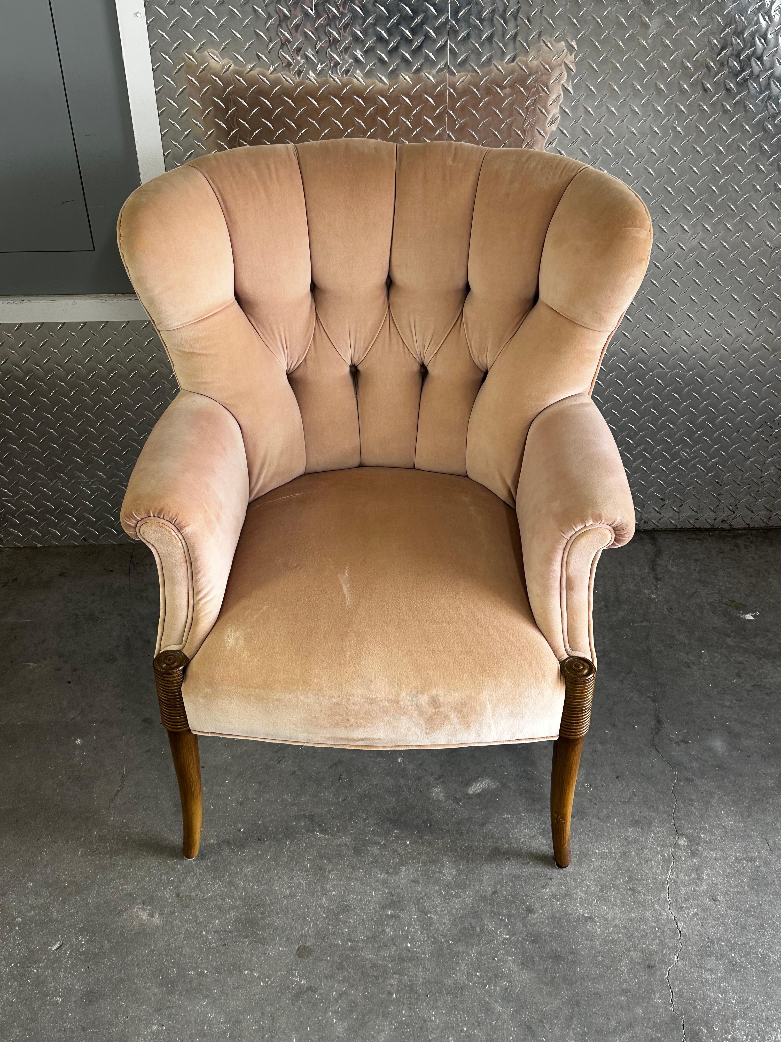 1930s Art Deco Sculptural Pink Velvet Paul Follot Style Arm Chairs, Set of 2 For Sale 4