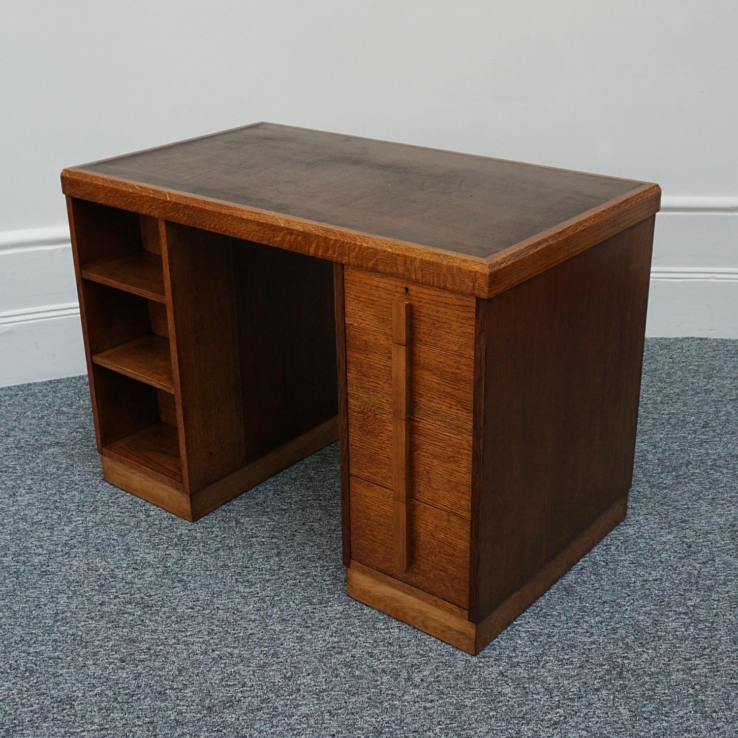 Leather 1930s Art Deco Writing Desk by Waring & Gillow