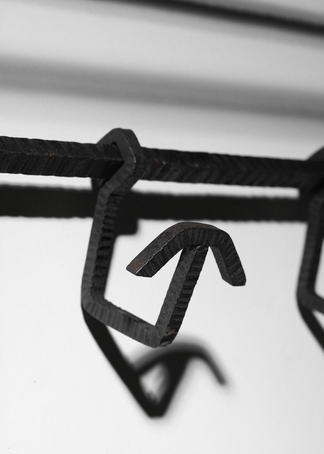 French 1930s Art Deco wrought iron coat rack For Sale