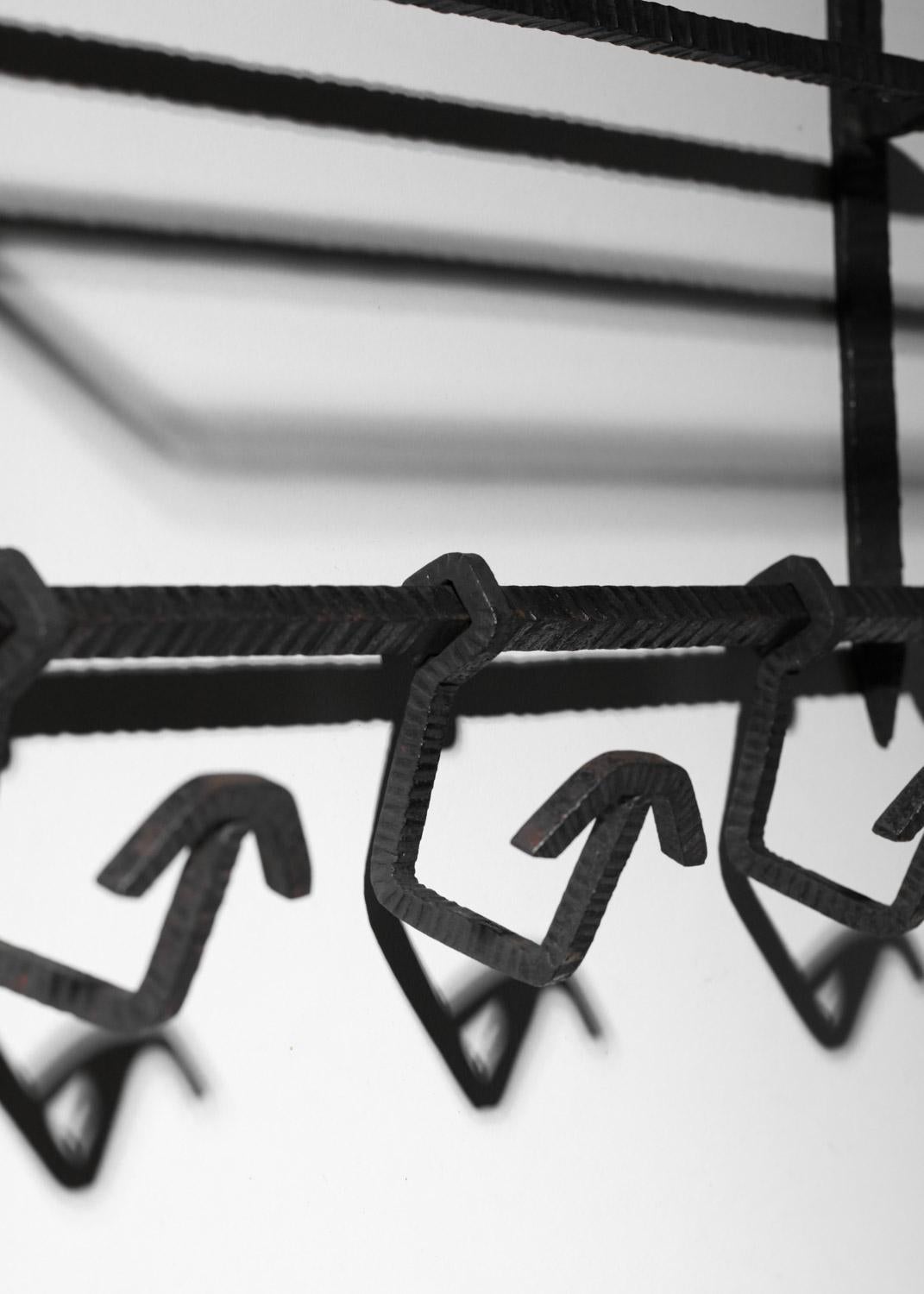 Iron 1930s Art Deco wrought iron coat rack For Sale