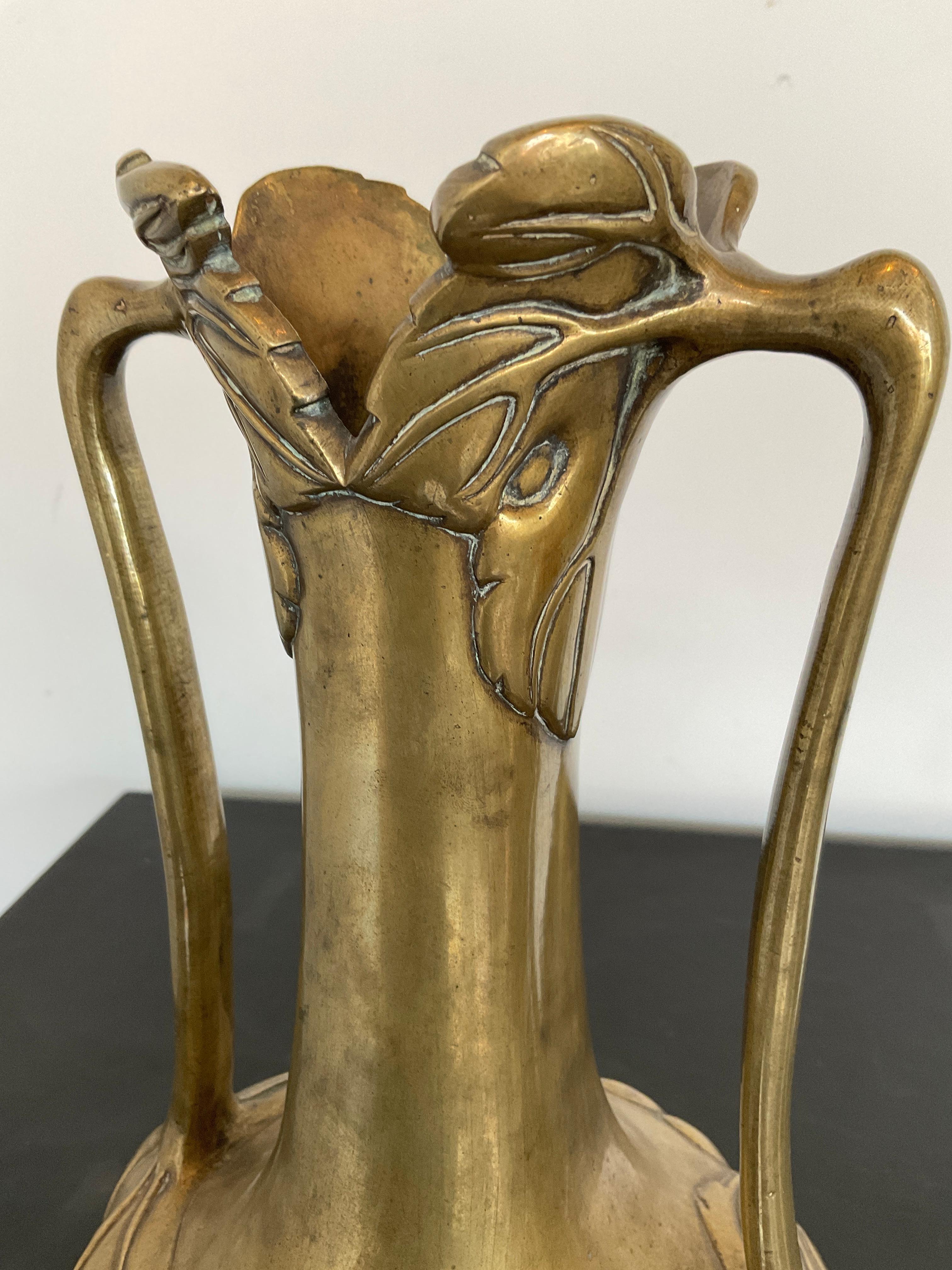 1930s Art Nouveau Bronze Vase For Sale 3