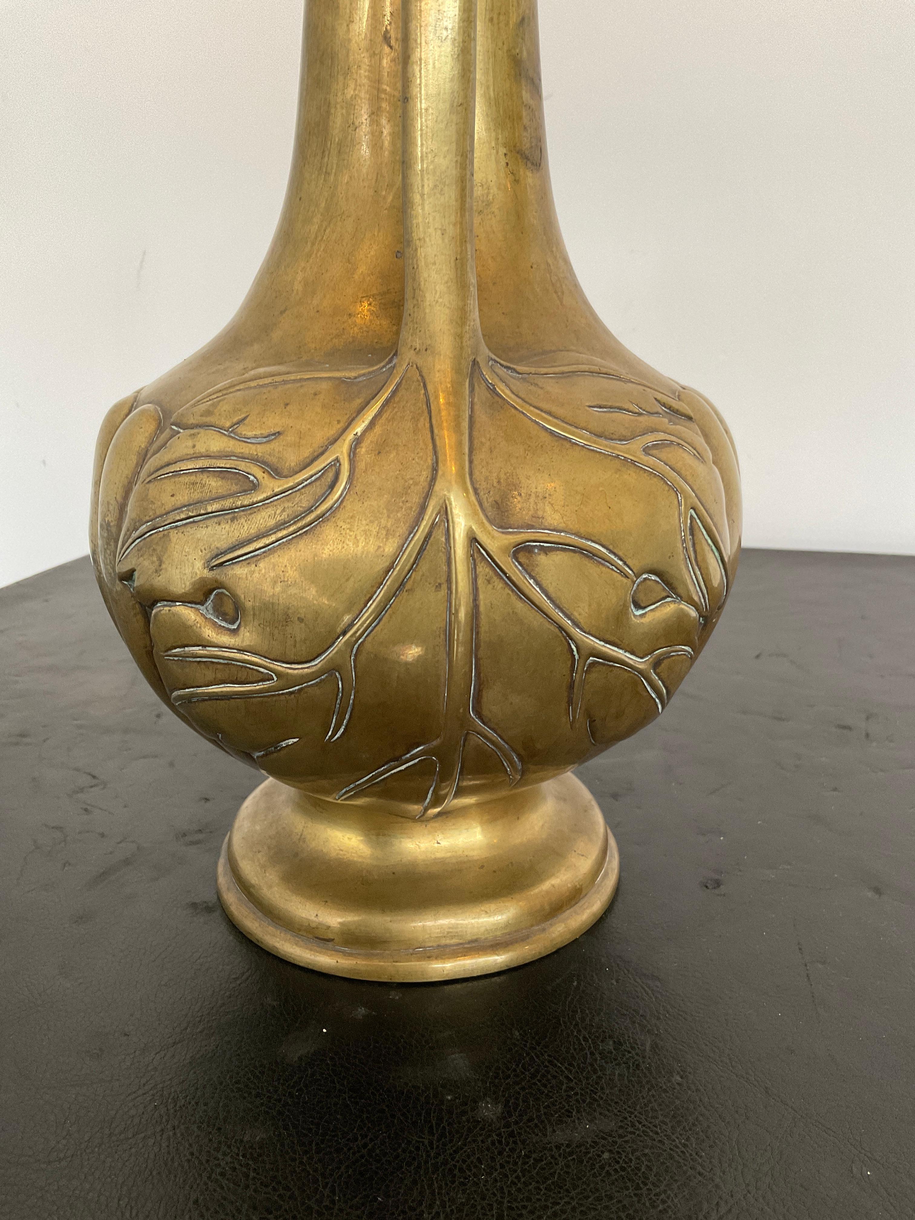 1930s Art Nouveau Bronze Vase For Sale 4