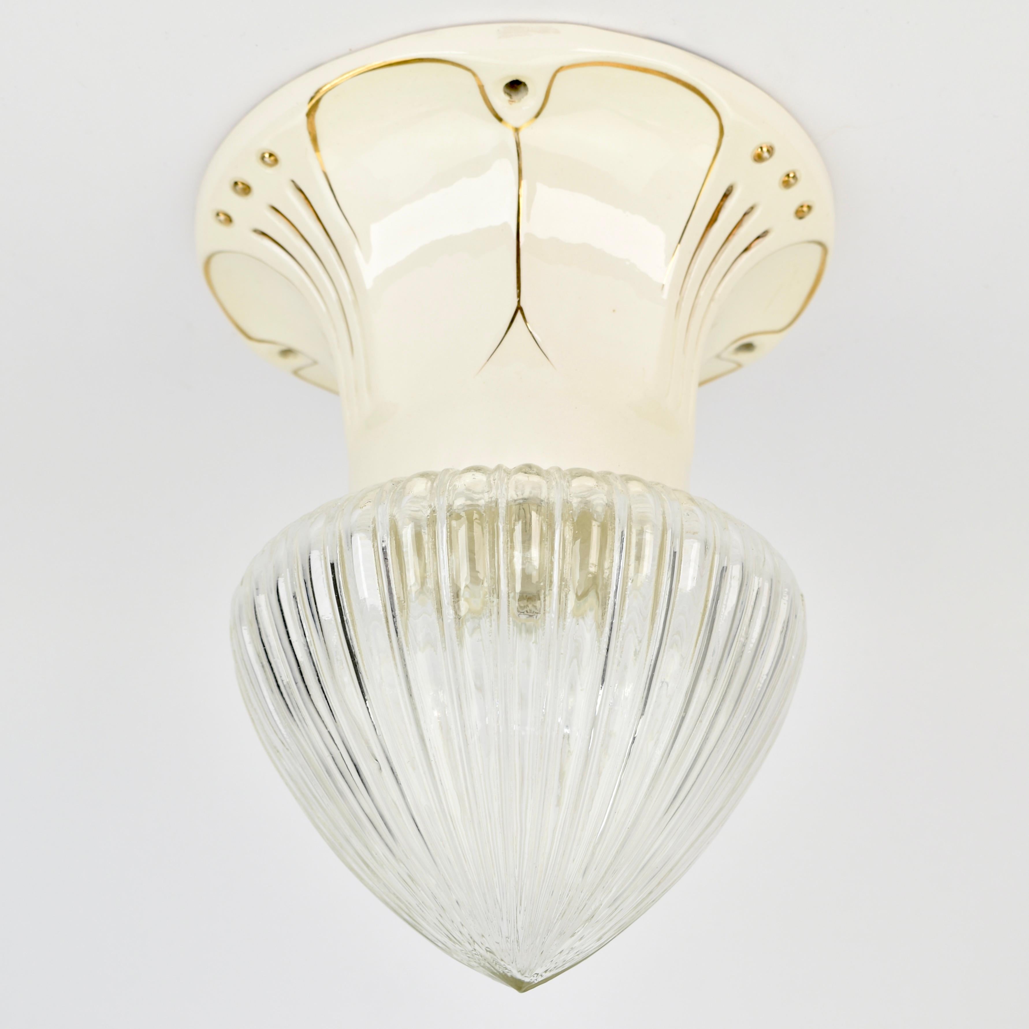 1930s Art Nouveau Flush Mount by Julius Dressler For Sale 5