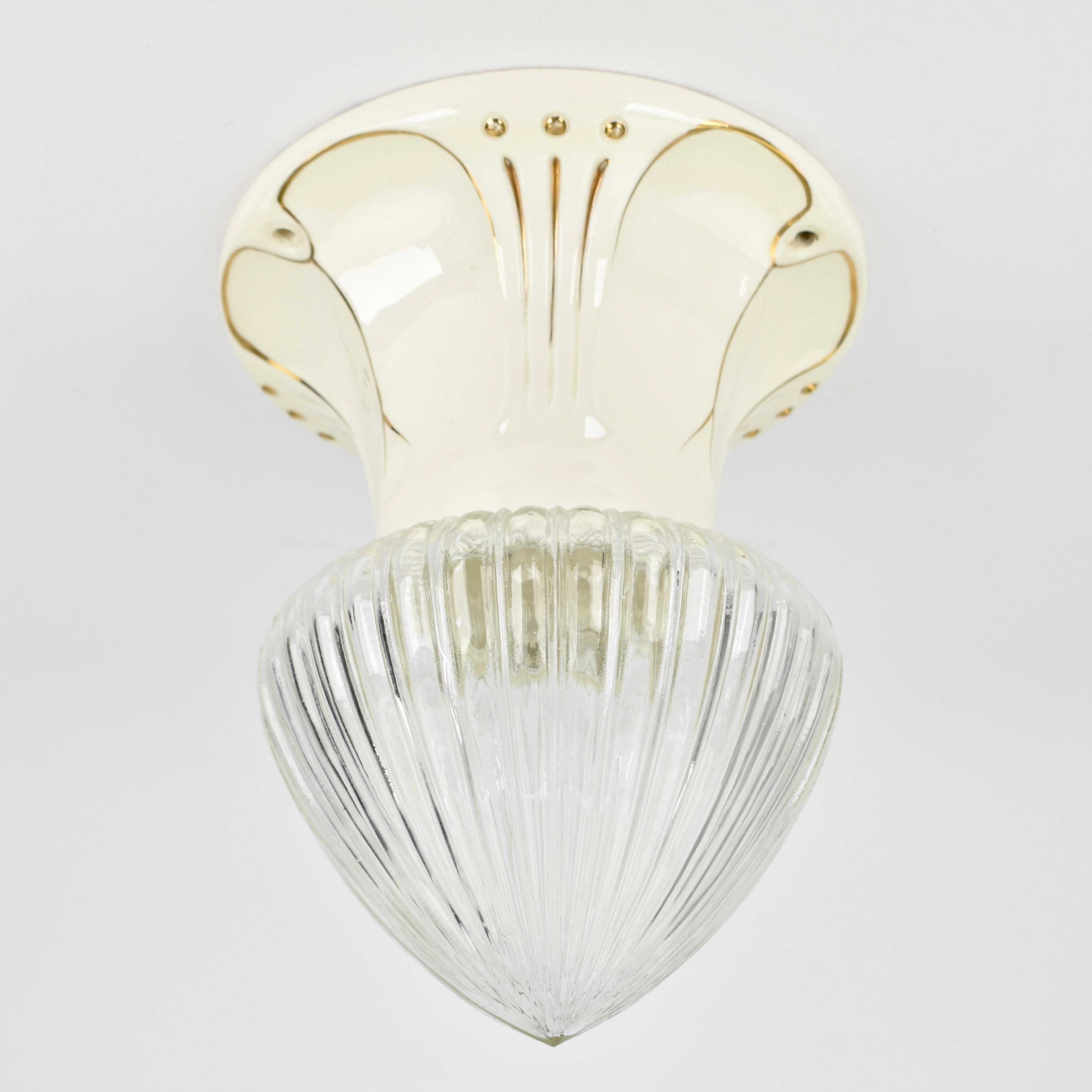 Austrian 1930s Art Nouveau Flush Mount by Julius Dressler For Sale