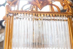 1930s Art Nouveau Gilt Bronze Chandelier with Prisms