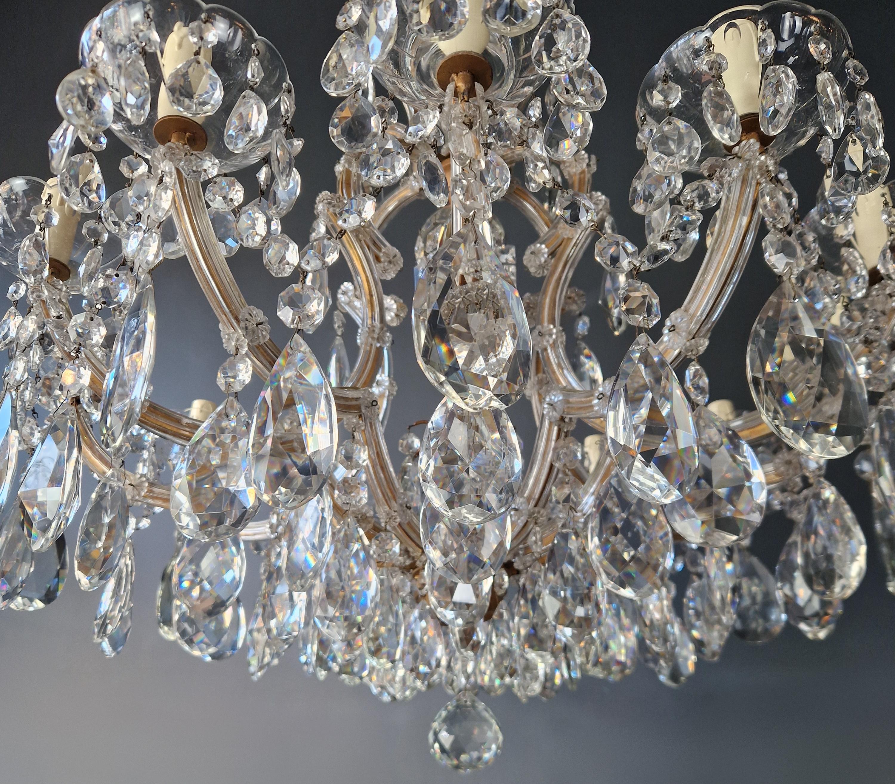 1930s Art Nouveau Maria Theresa Crystal Chandelier lustre Brass Glass  For Sale 3
