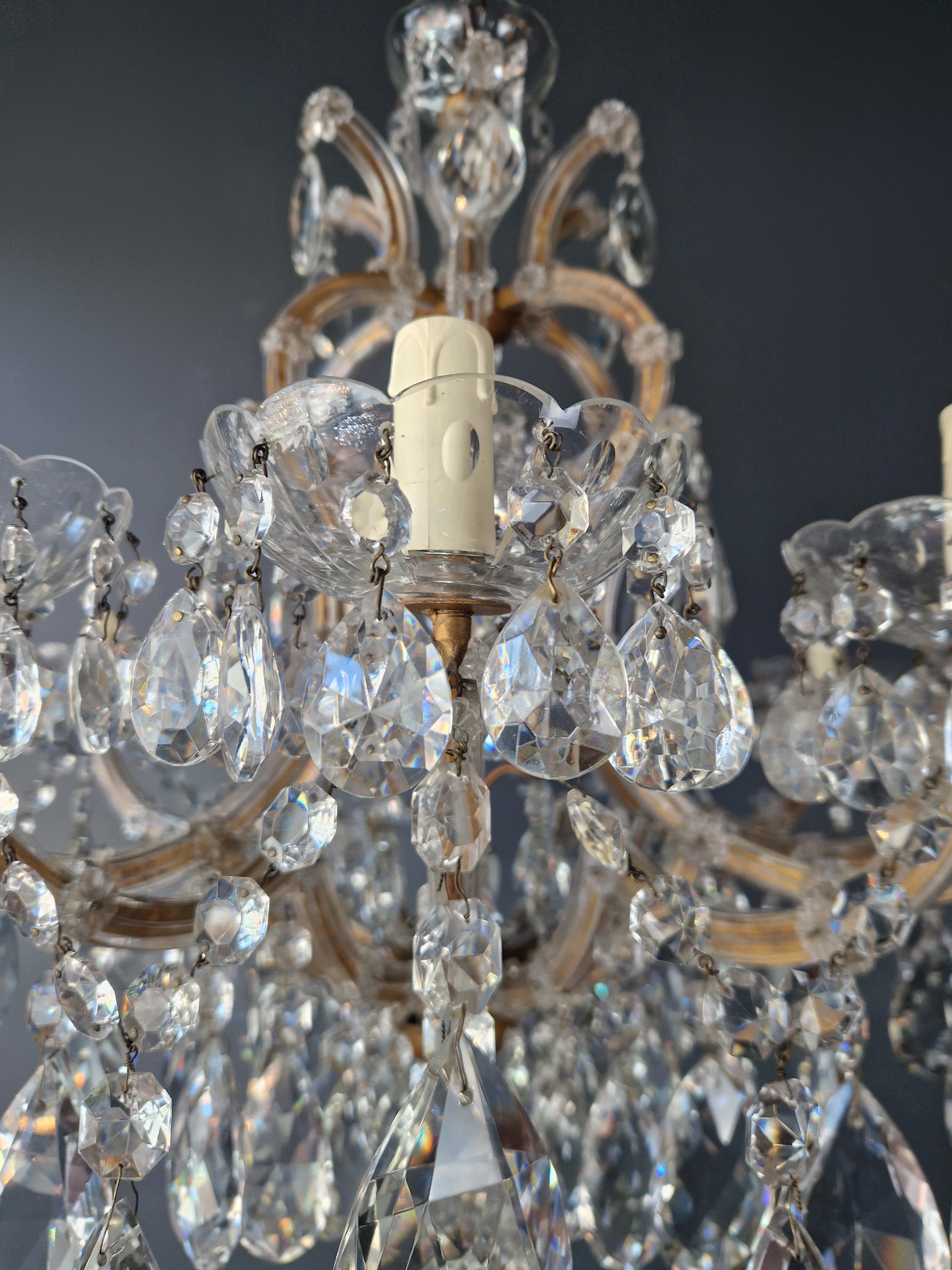 1930s Art Nouveau Maria Theresa Crystal Chandelier lustre Brass Glass  For Sale 1