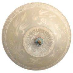 1930s Art Nouveau Pink Flush Ceiling Light