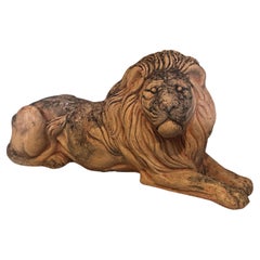 1910s Art Nouveau Terracotta Sicilian Sculpture of a Lion
