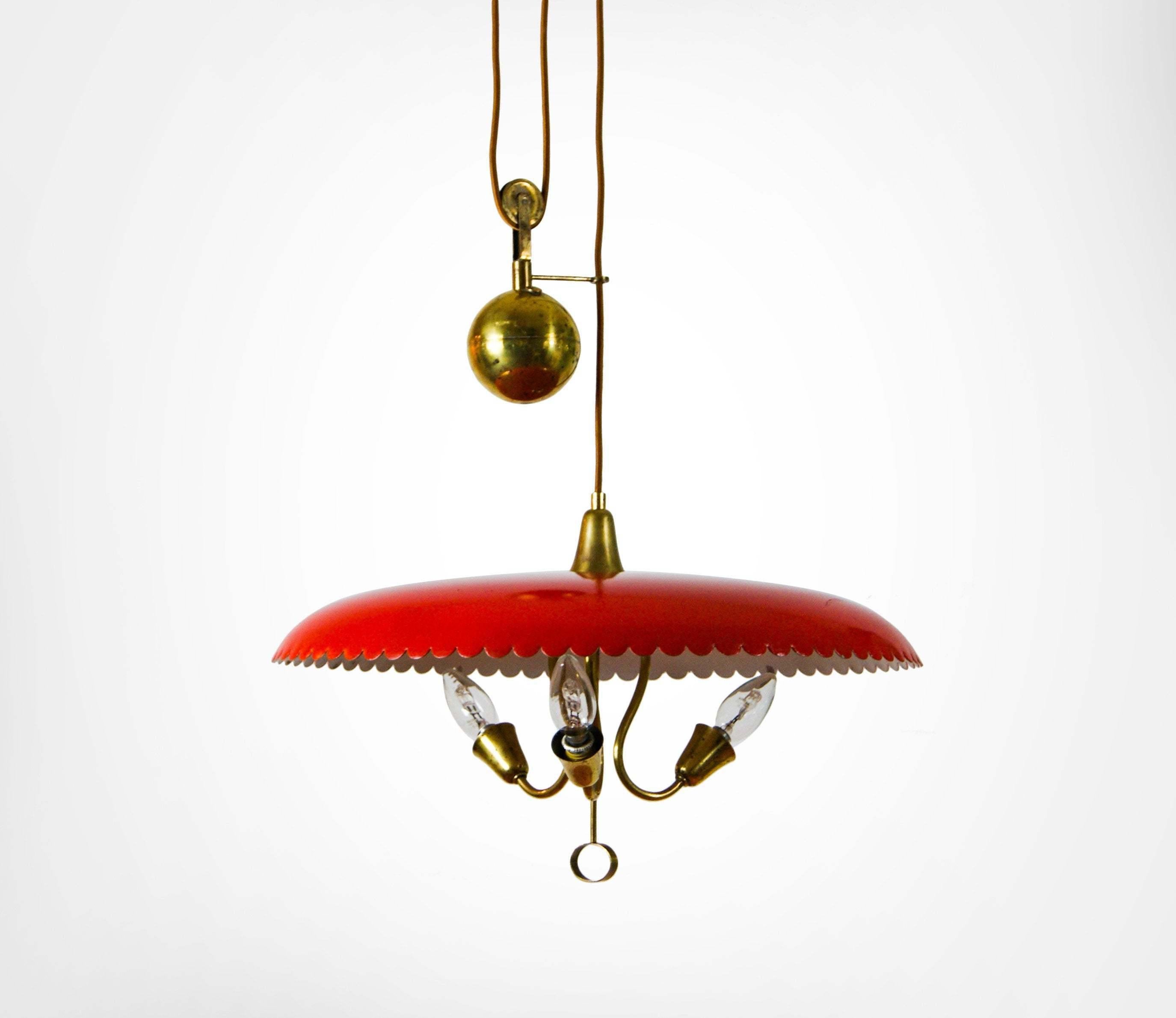 Mid-Century Modern 1930s Arteluce Counterbalance Suspension Pendant Lamp Gino Sarfatti Model 2044