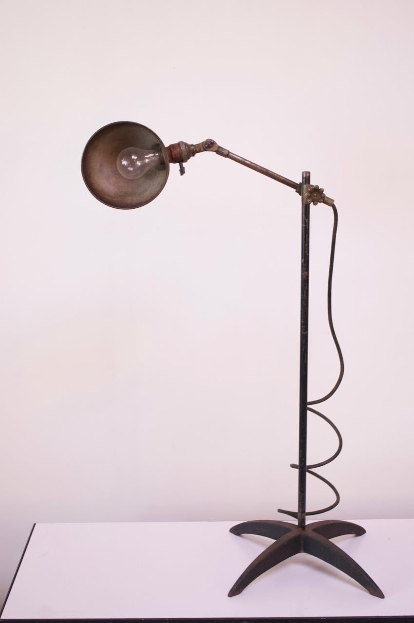 Industrial 1930s Articulating Floor or Table Lamp by O.C. White For Sale