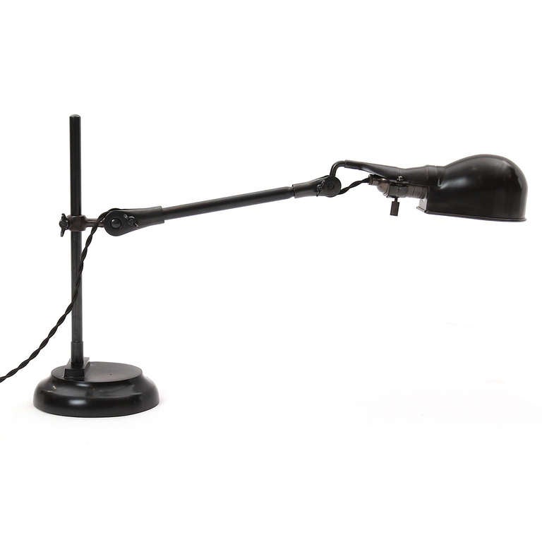 Steel 1930s Articulating Industrial Table Lamp For Sale