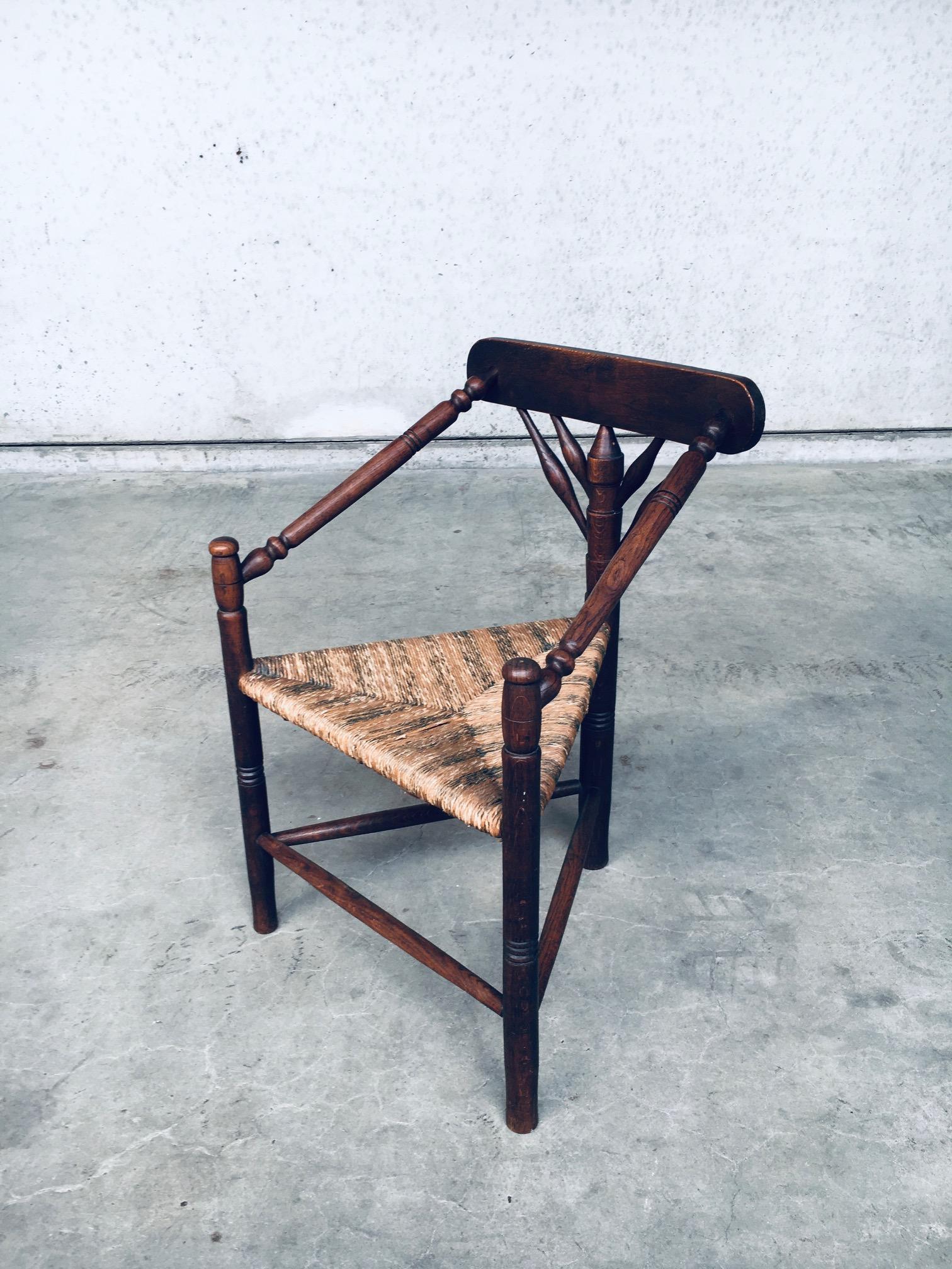 Country 1930's Artisan Made Monk Model Three legged Side Chair For Sale