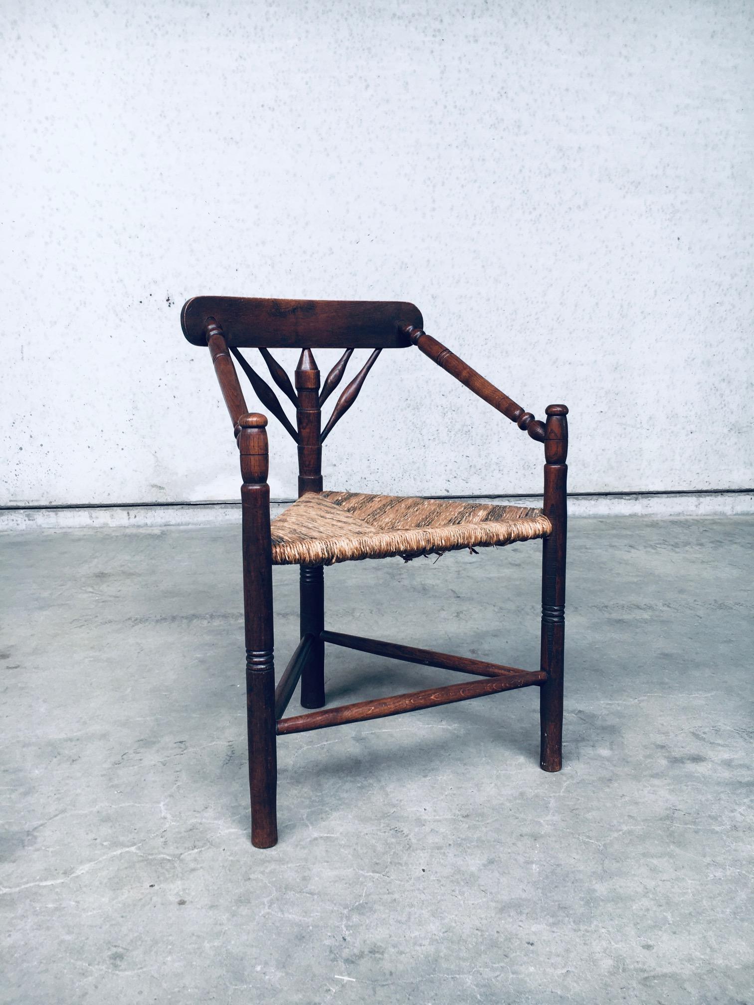 Belgian 1930's Artisan Made Monk Model Three legged Side Chair For Sale