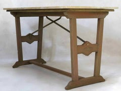 1930s Arts & Crafts Bistro Table with Marble Top from France