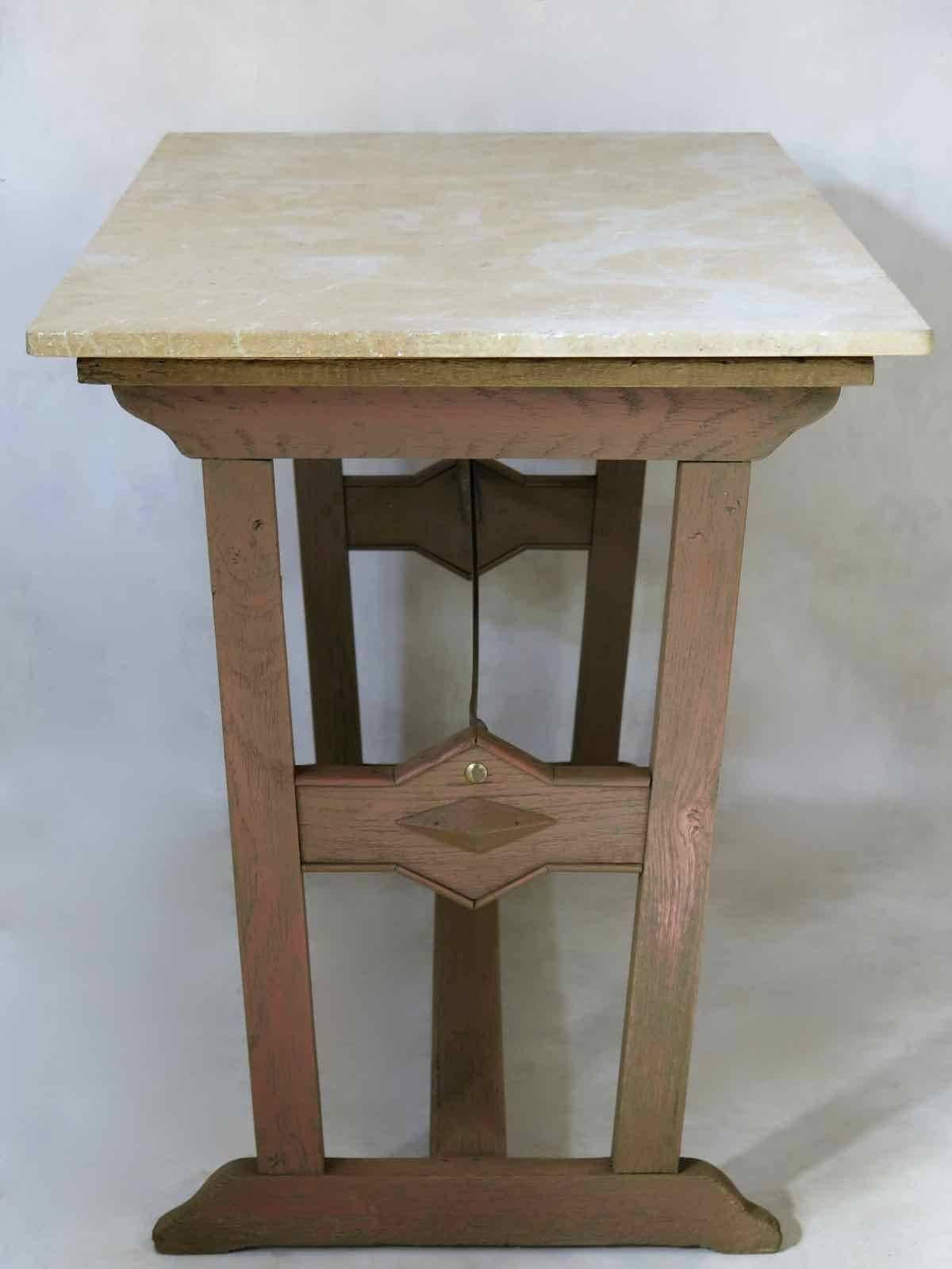 Arts and Crafts 1930s Arts & Crafts Bistro Table with Marble Top from France For Sale