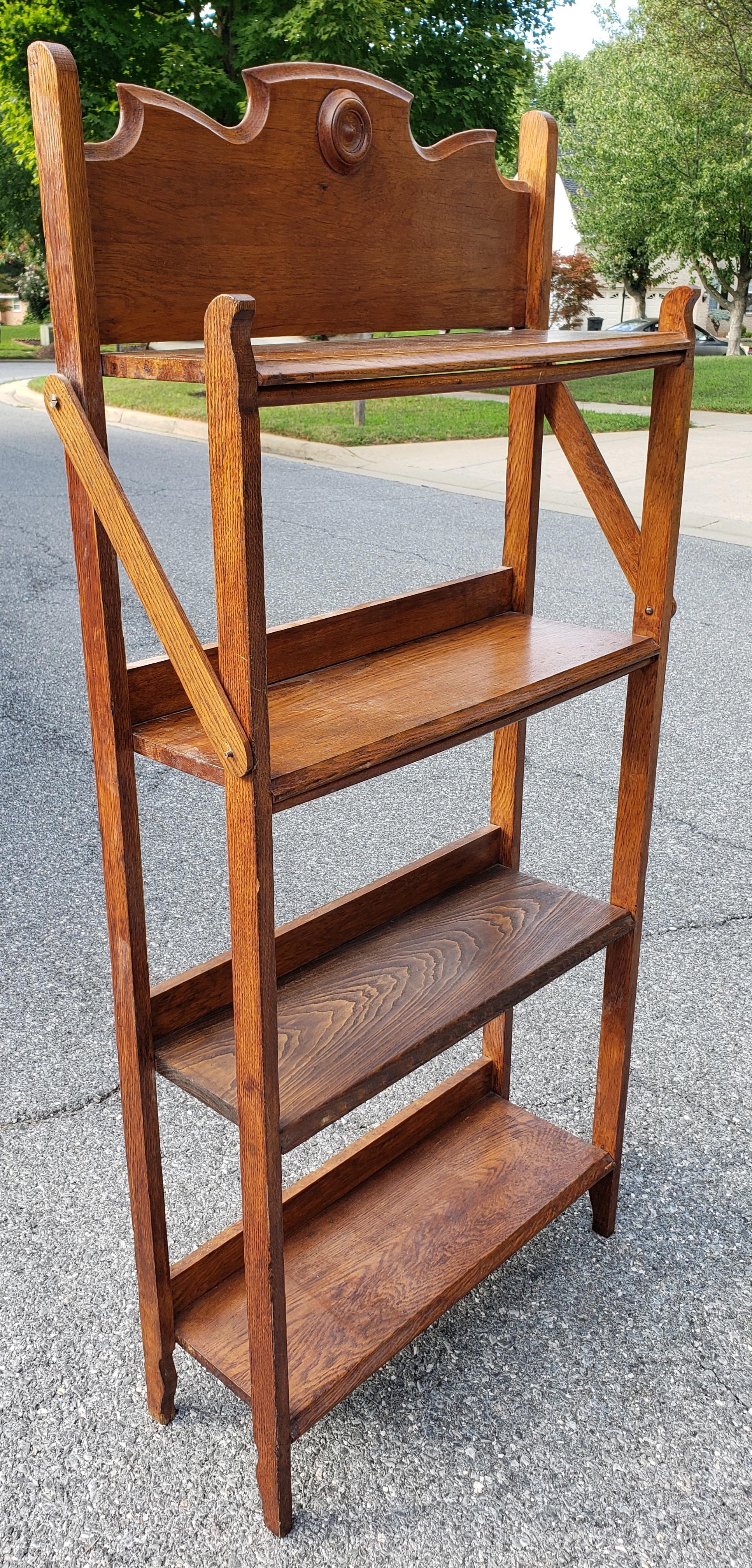 Arts and Crafts 1930s Arts and Craft Oak Folding Etagere / Bookcase  For Sale