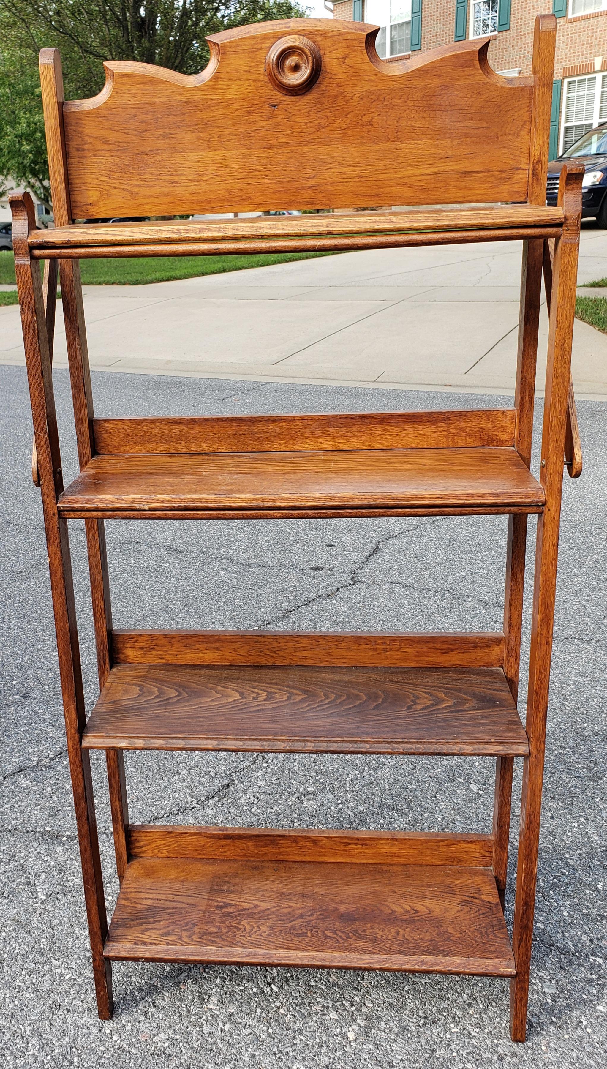 American 1930s Arts and Craft Oak Folding Etagere / Bookcase  For Sale