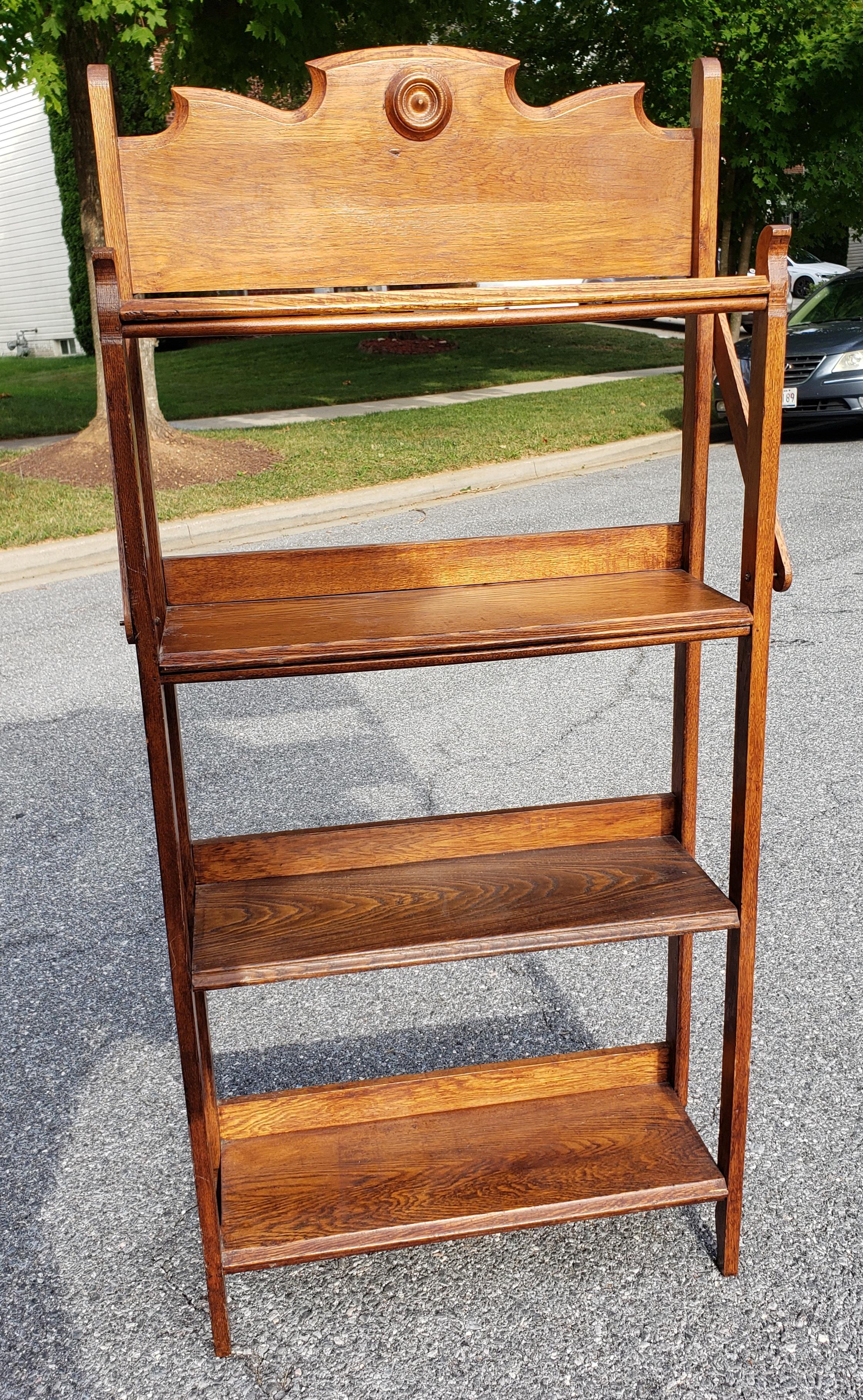 Woodwork 1930s Arts and Craft Oak Folding Etagere / Bookcase  For Sale