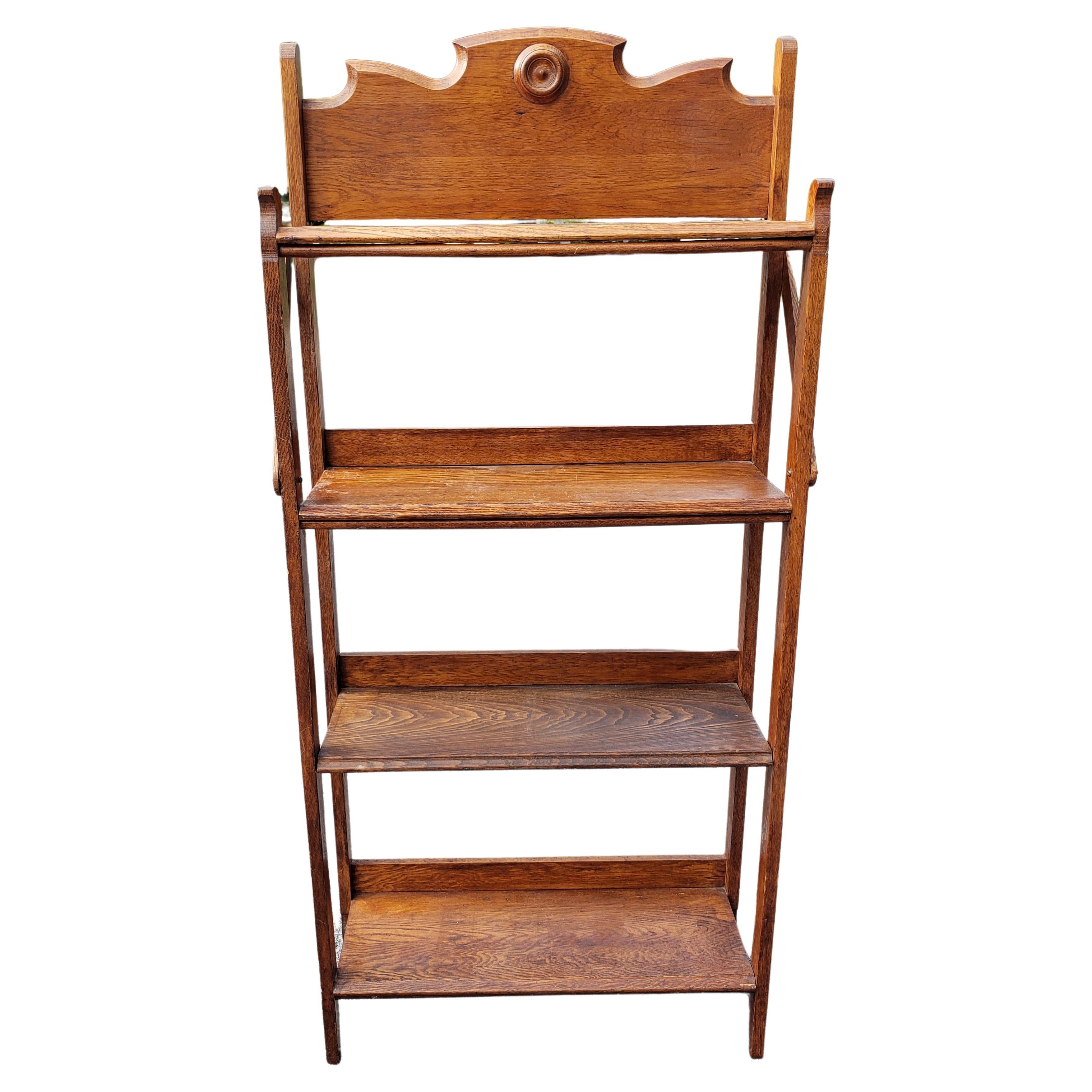 1930er Jahre Arts and Craft Eichenholz klappbare Etagere / Bücherregal