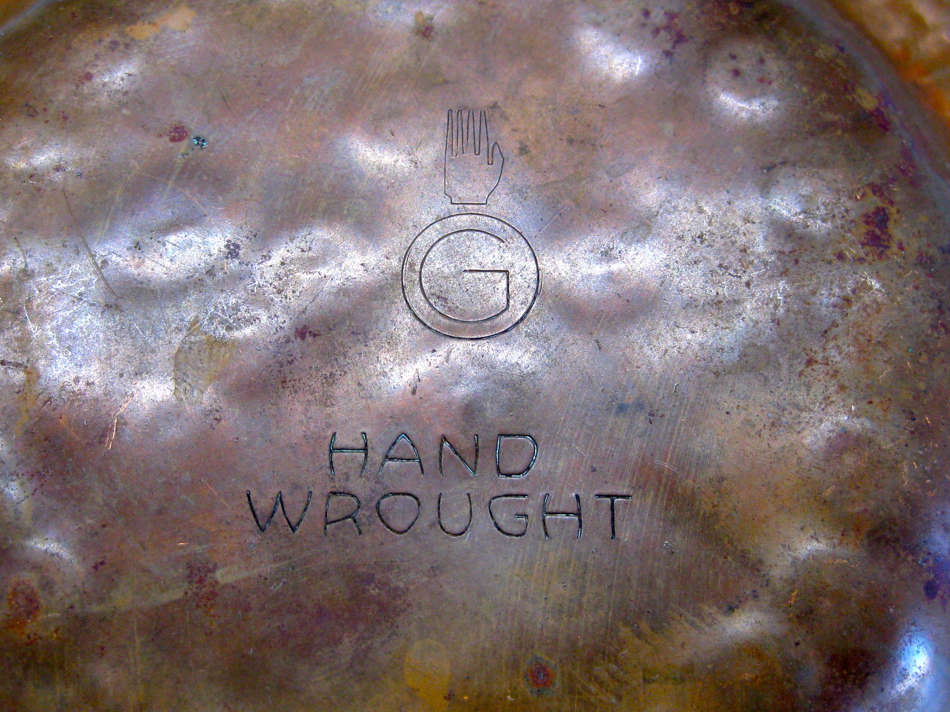 1930s Arts & Crafts Erhard Glander Hand Hammered Wrought Copper Bowl Wisconsin For Sale 1