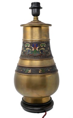 1930s Asian Bronze Lamp with Cloisonnes Enamelled Decorations