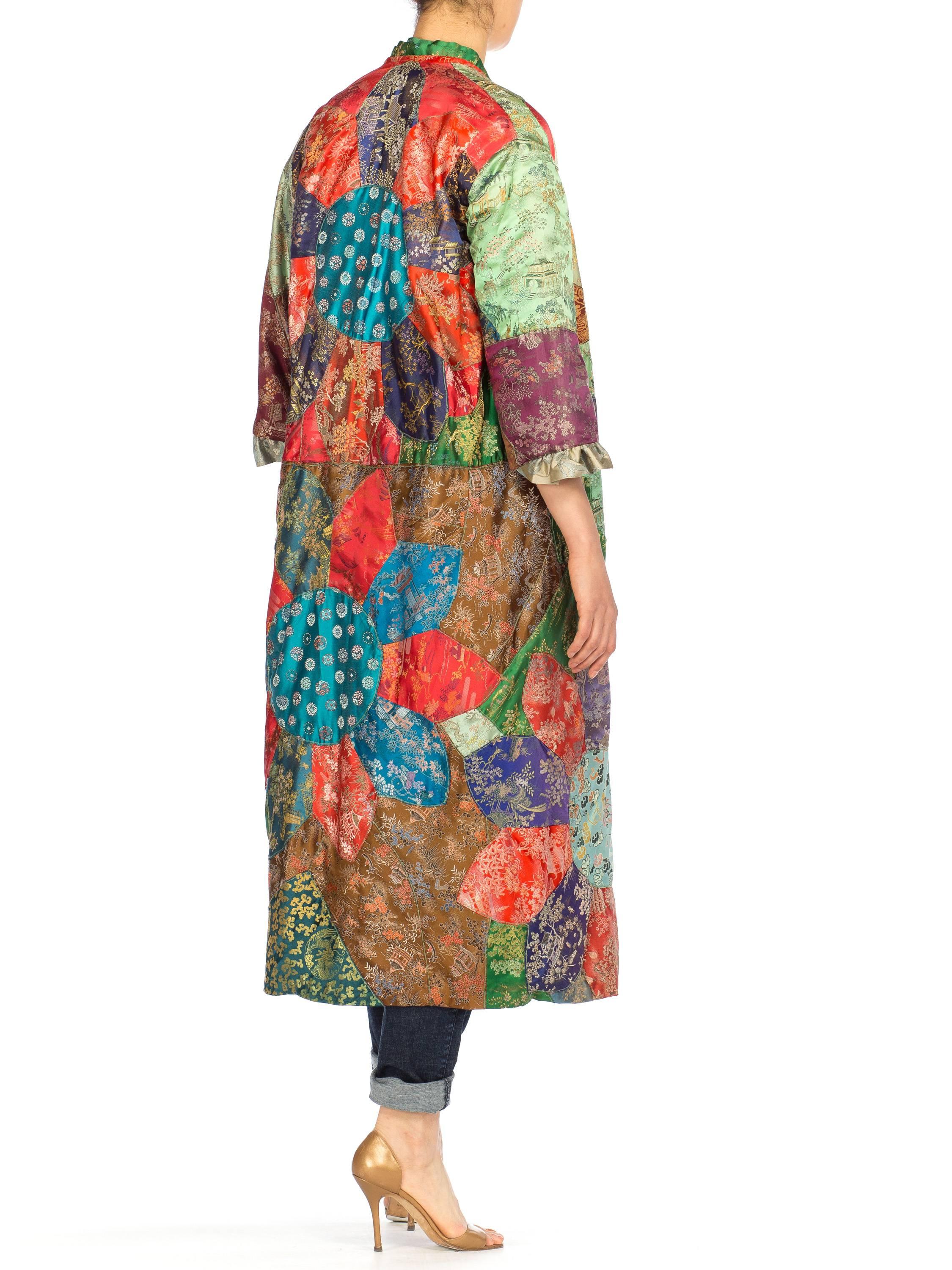 MORPHEW COLLECTION Silk Brocade Antique Fabric Patchwork Duster Coat 2