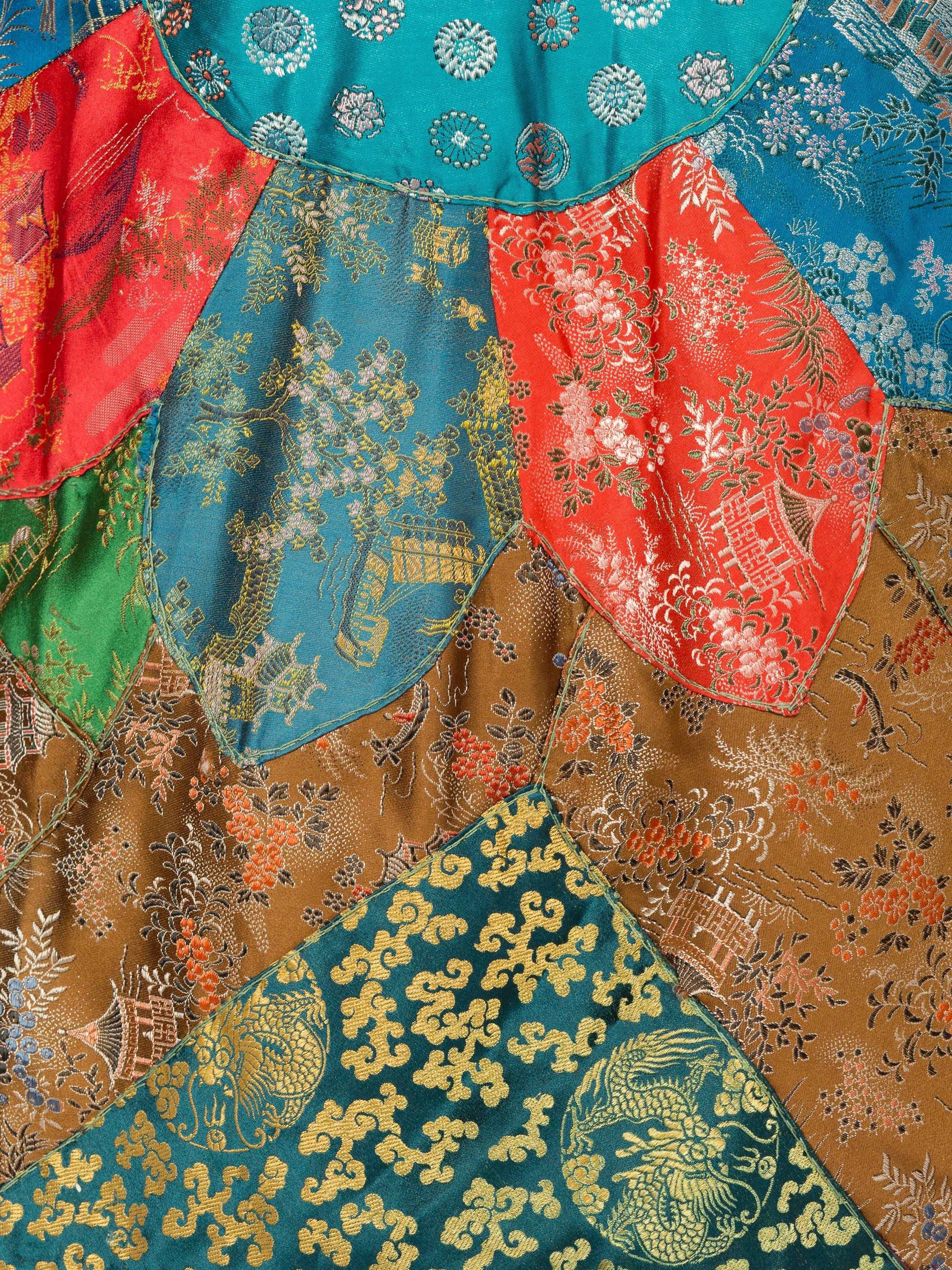 MORPHEW COLLECTION Silk Brocade Antique Fabric Patchwork Duster Coat 6