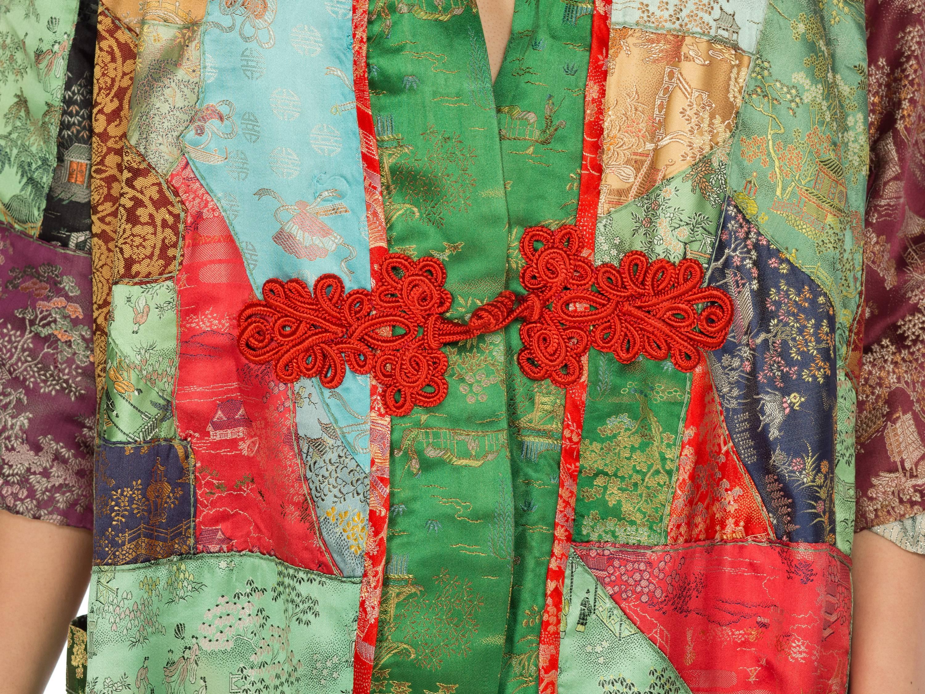 MORPHEW COLLECTION Silk Brocade Antique Fabric Patchwork Duster Coat 9