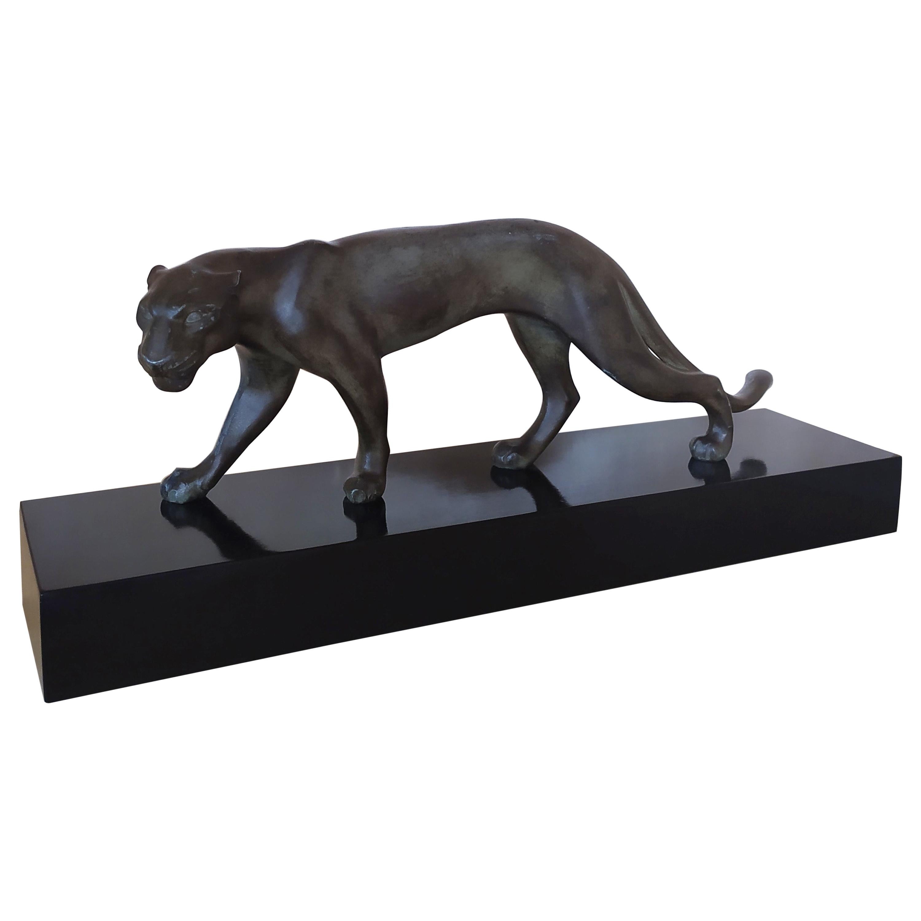 1930s Astonishing Art Deco Panther Sculputure, Made in france
