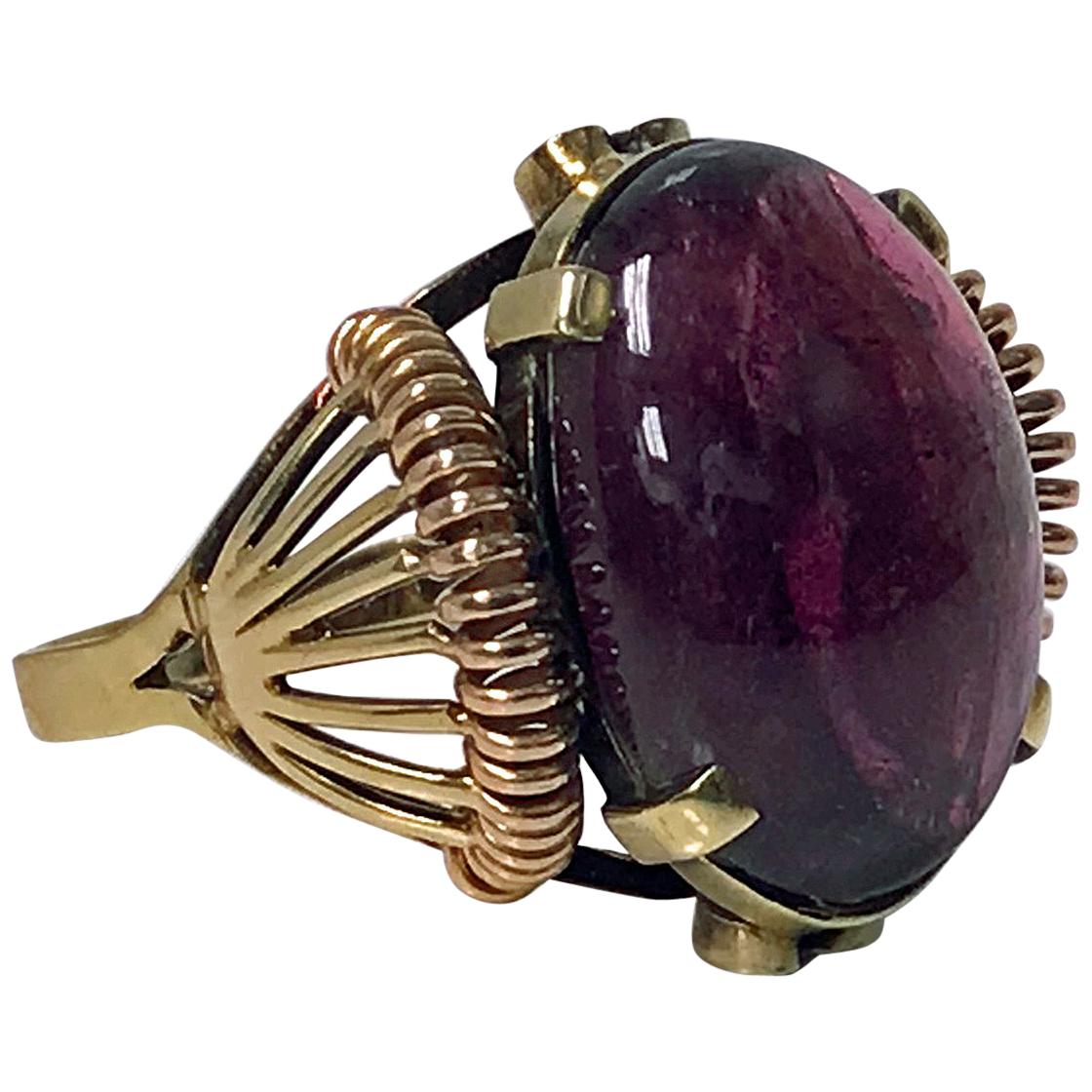 1930s Austrian Pink Tourmaline Gold Ring