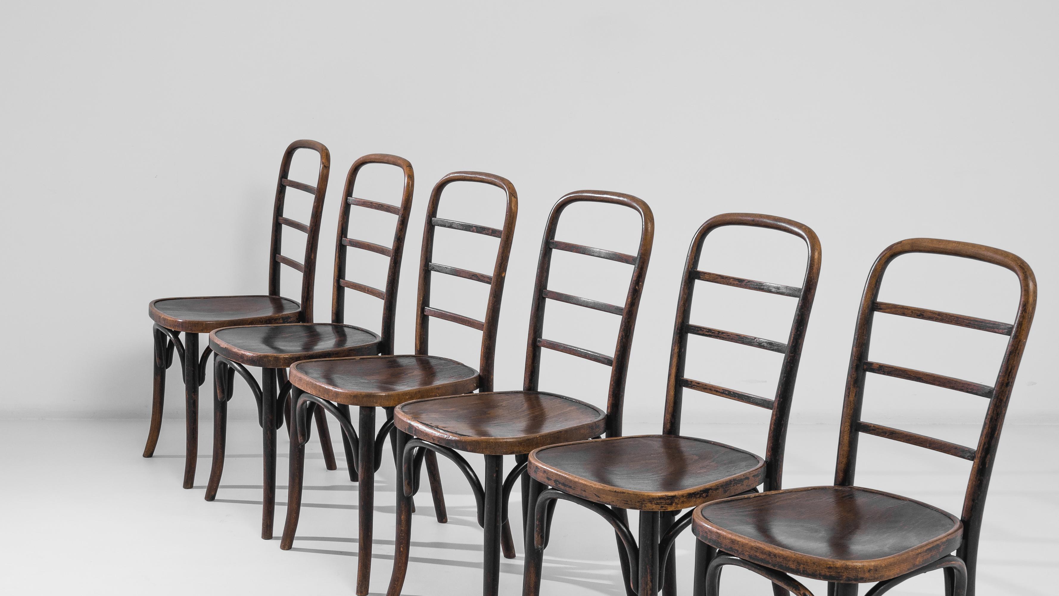 1930s Austrian Wooden Dining Chairs by Thonet, Set of Six 1