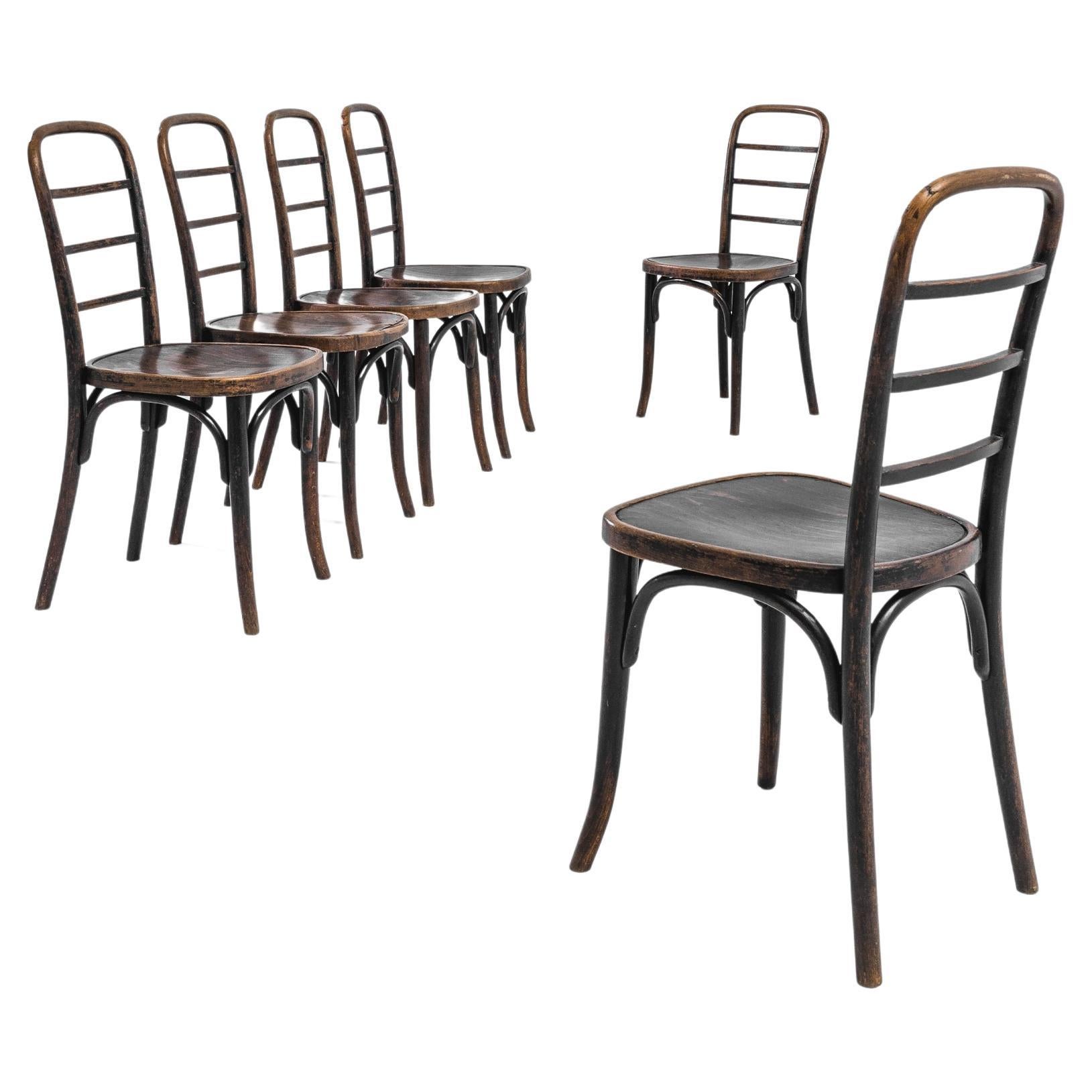1930s Austrian Wooden Dining Chairs by Thonet, Set of Six